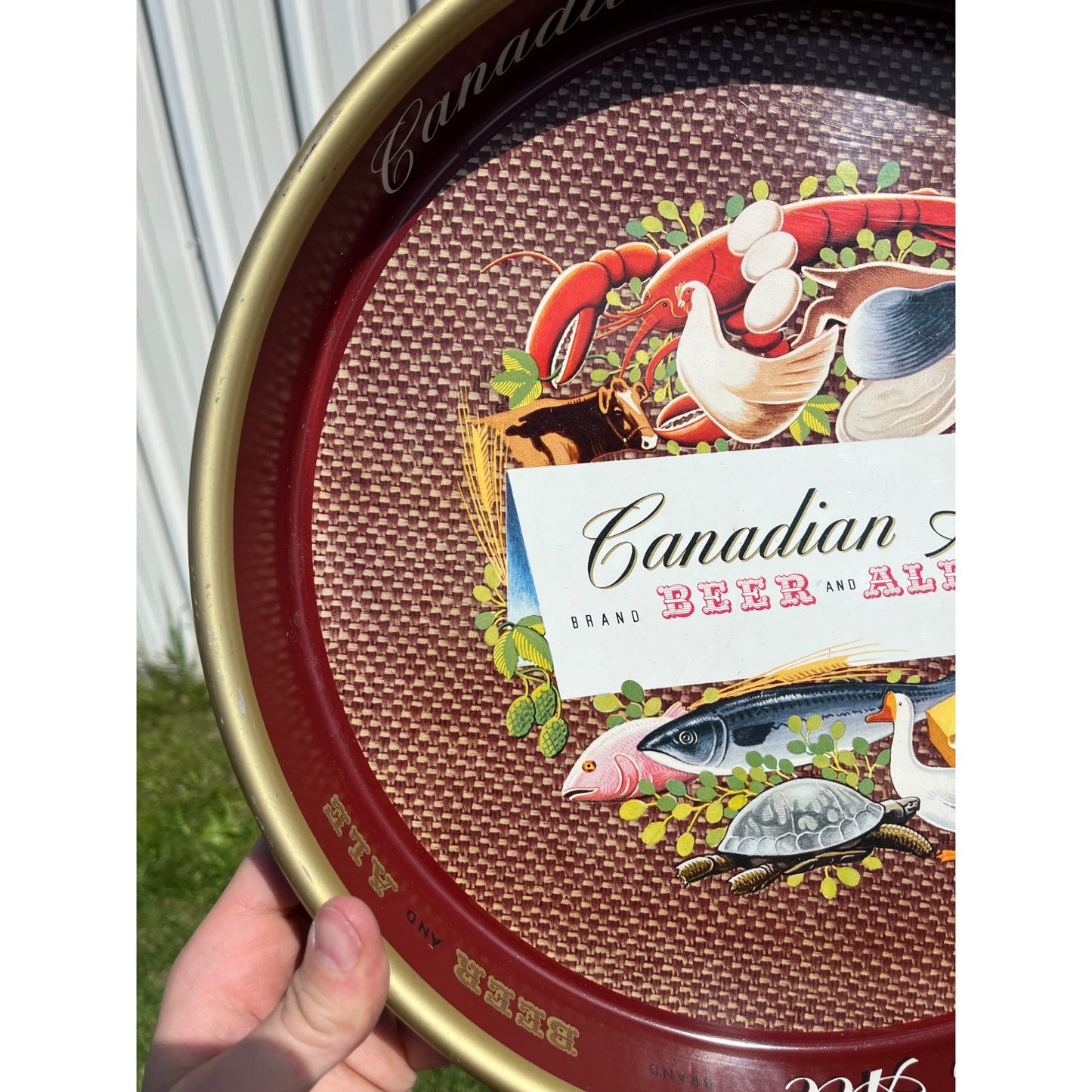 Vintage 1930s Canadian Ace Beer Tray 13" Serving Advertising Bar Sign