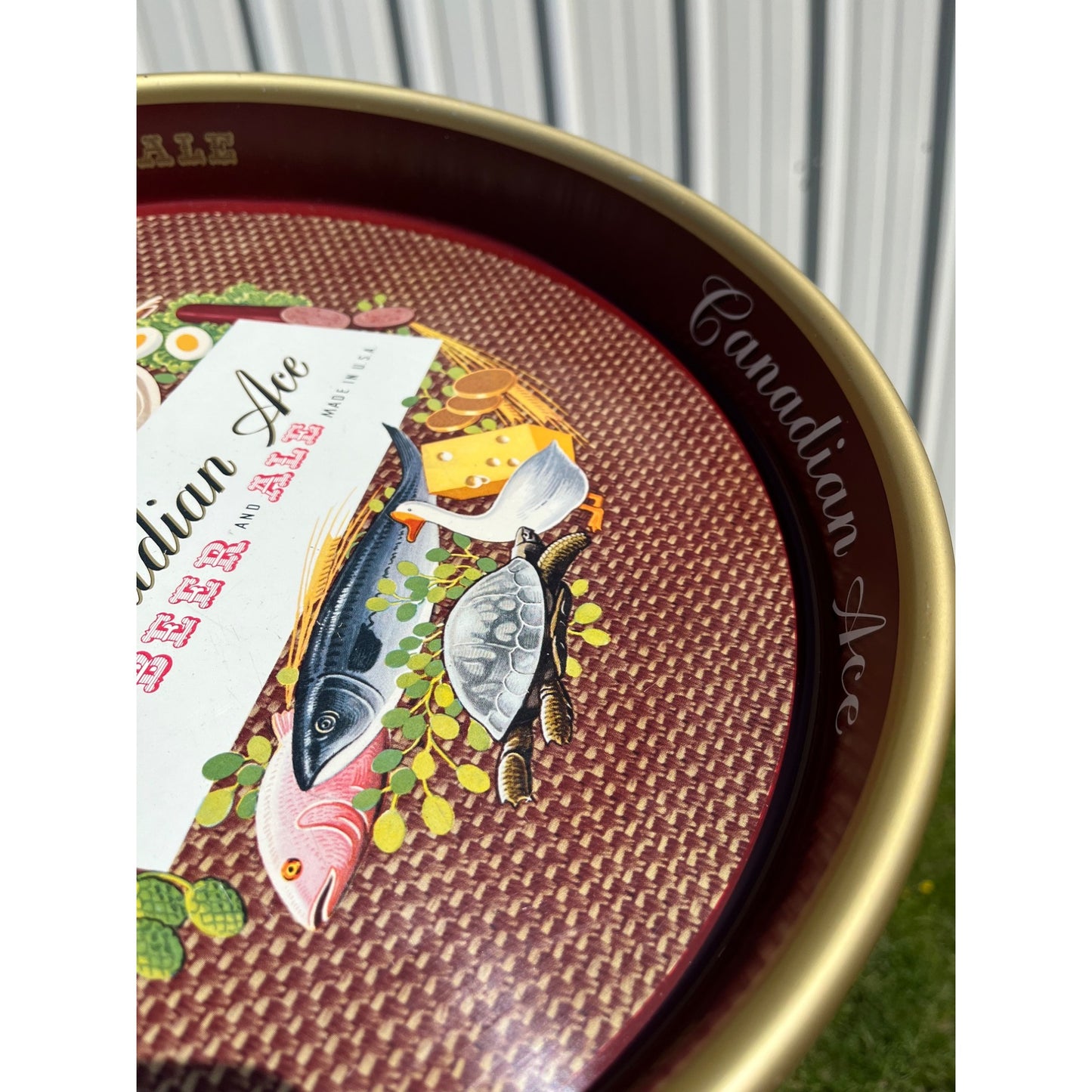 Vintage 1930s Canadian Ace Beer Tray 13" Serving Advertising Bar Sign