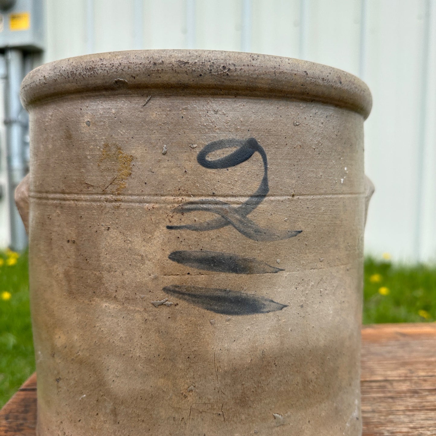 Antique 2 Gallon Double Strike Stoneware Crock Cobalt Decorated Red Wing?