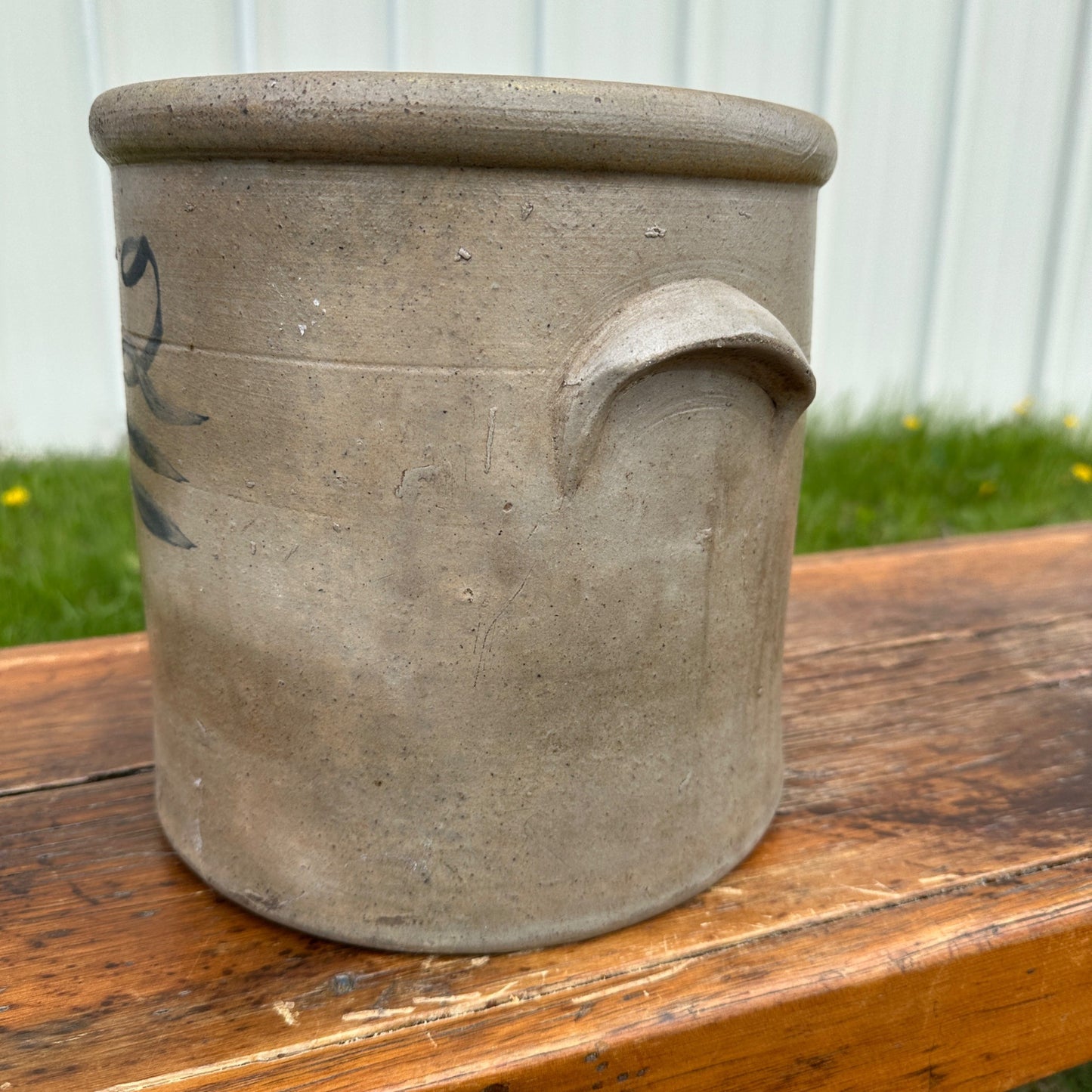 Antique 2 Gallon Double Strike Stoneware Crock Cobalt Decorated Red Wing?