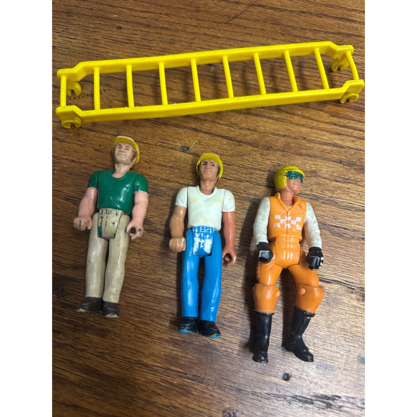 Vintage 1974 Fisher Price Construction Adventure People Action Figures Toys w/ Ladder