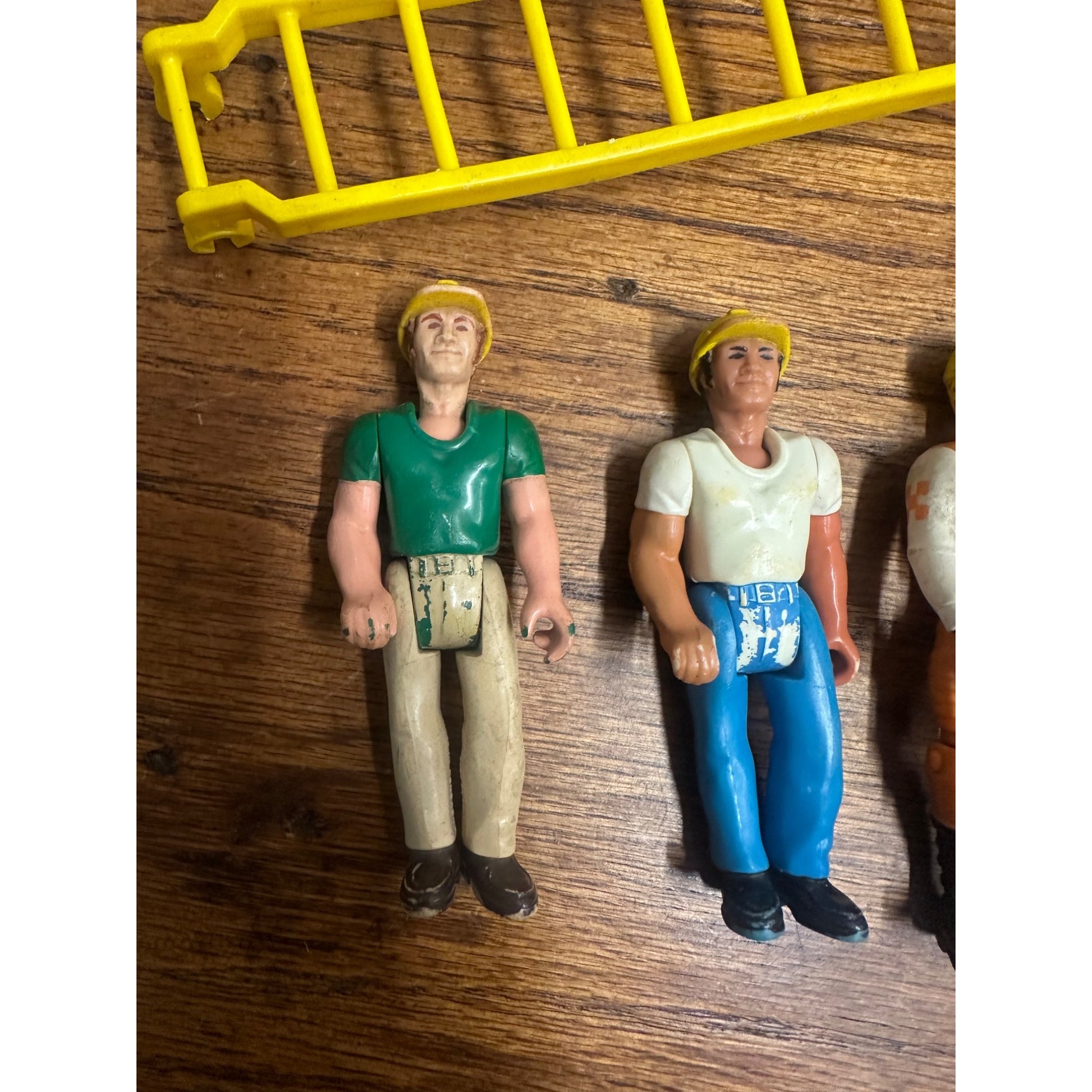 Vintage 1974 Fisher Price Construction Adventure People Action Figures Toys w/ Ladder