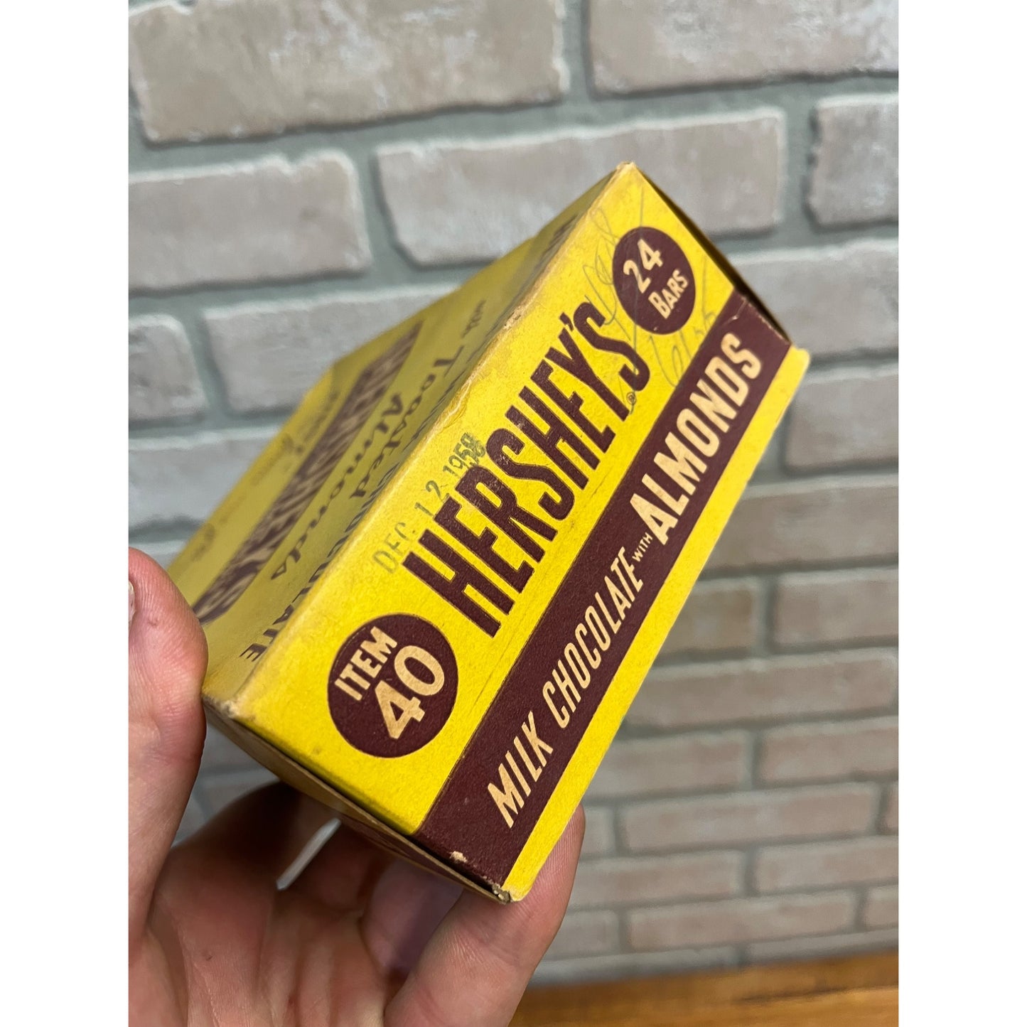 Vintage 1940s Hershey's w/ Almonds Candy Bar Empty Cardboard Display Box