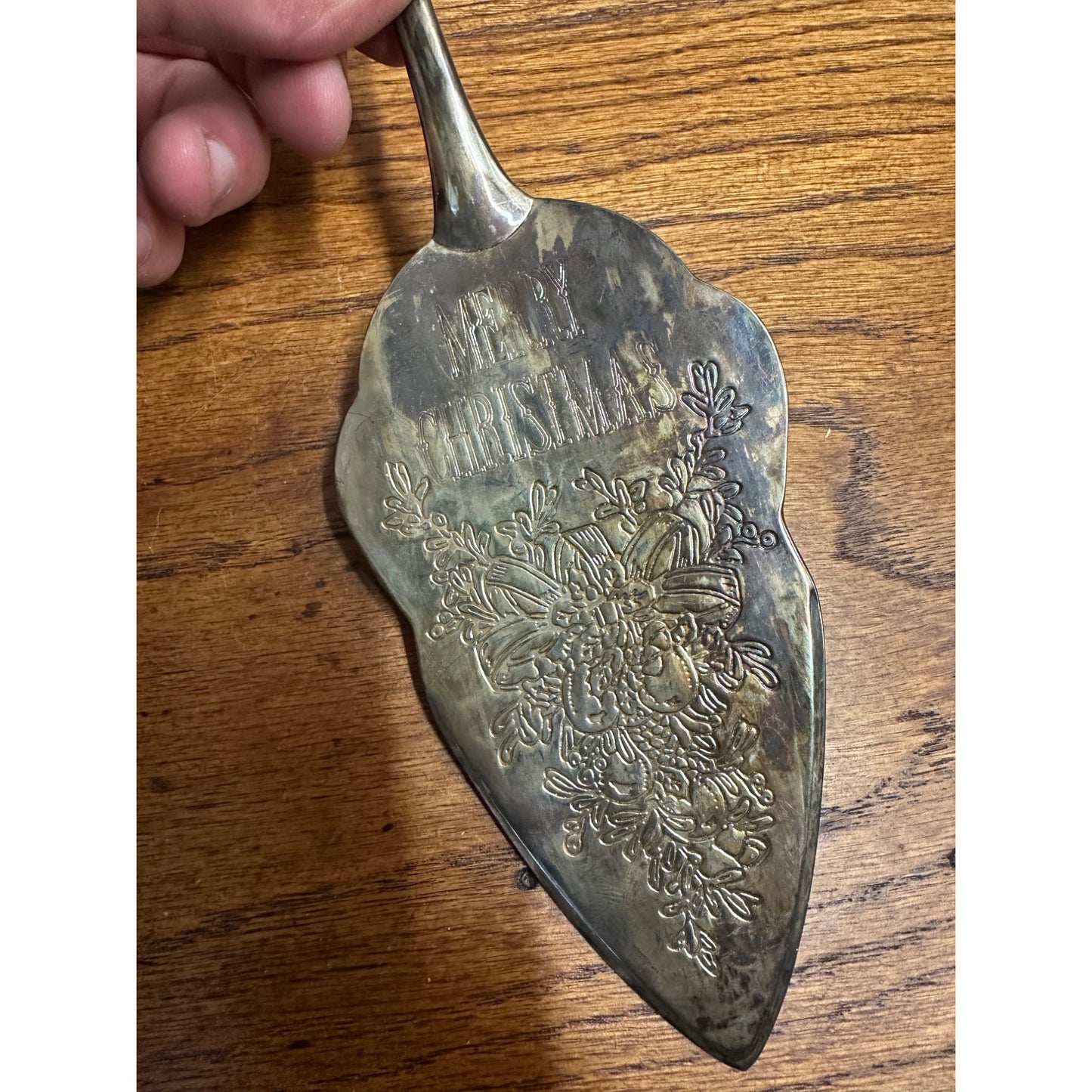 Vintage International Silver Co Merry Christmas Pie Server Silver Plated