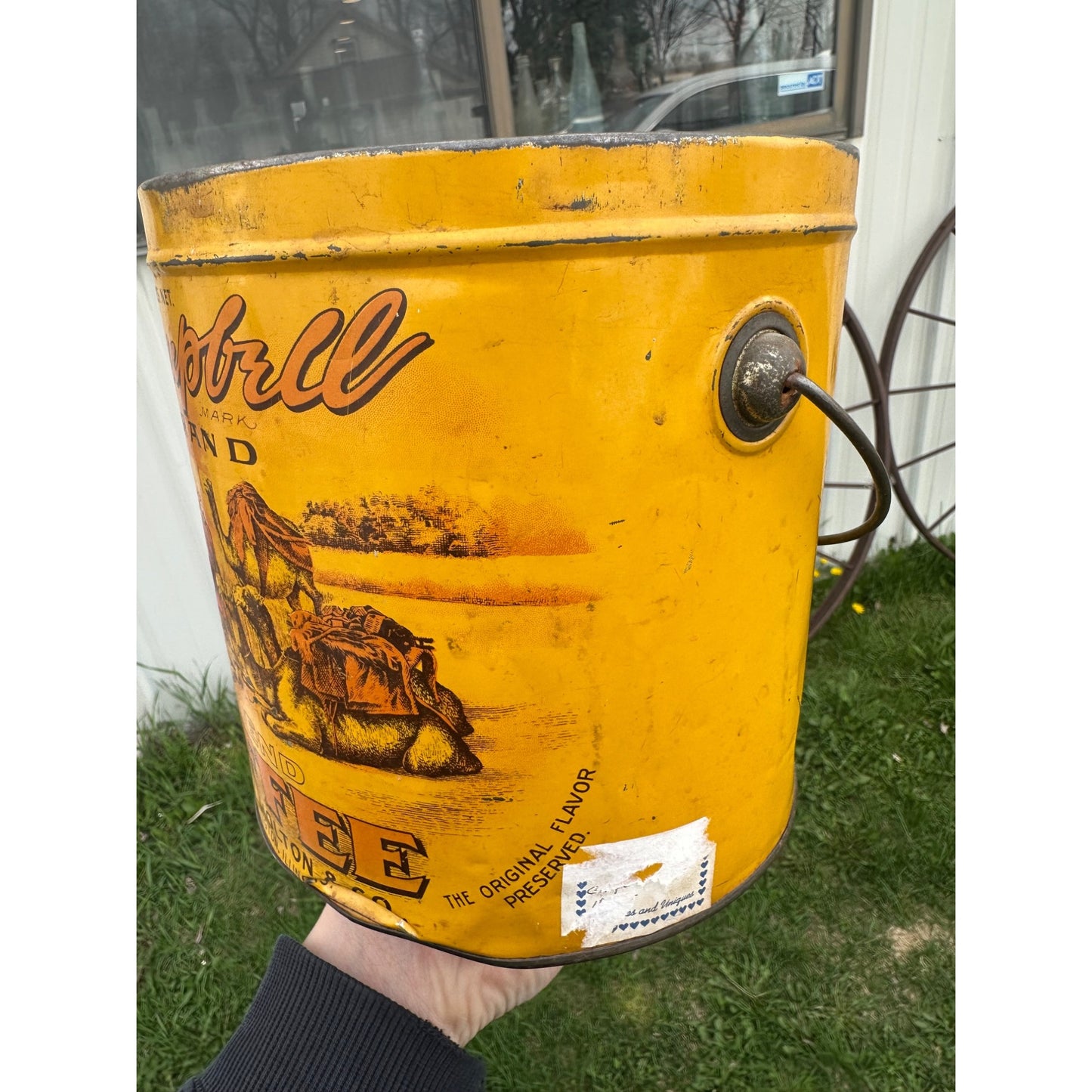 Antique Campbell Holton & Co. Coffee Camels 4lb Tin Pail Advertising Bloomington IL