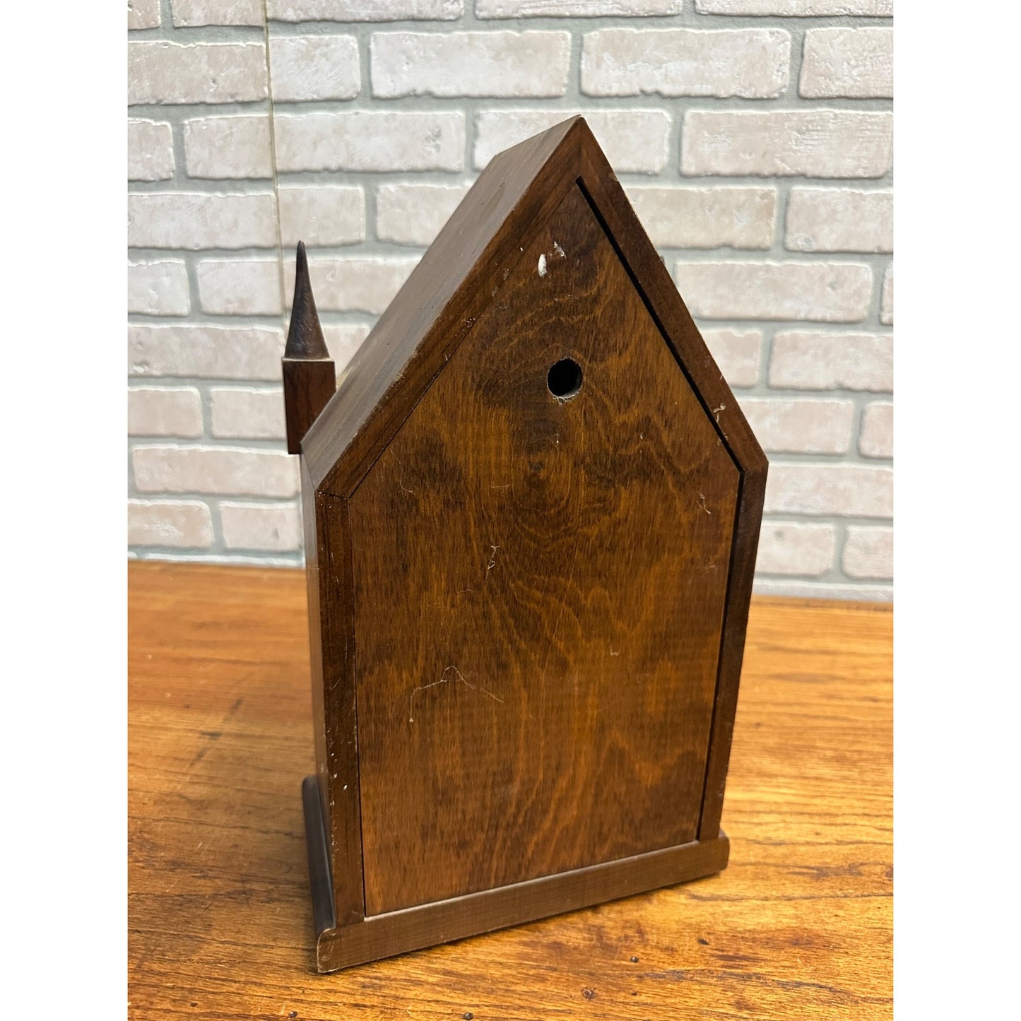 Vintage Ethan Allen Wooden Steeple Mantle Clock Eagle USA Battery Operated 15.5"