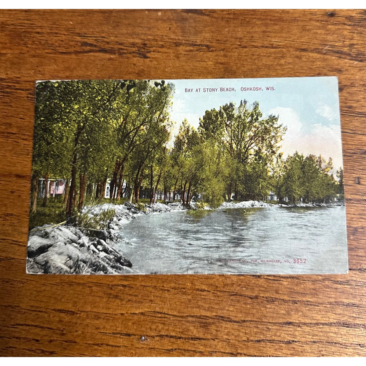 Vintage c1909 Bay Stony Beach Oshkosh Wisconsin Wis Original Postcard WI