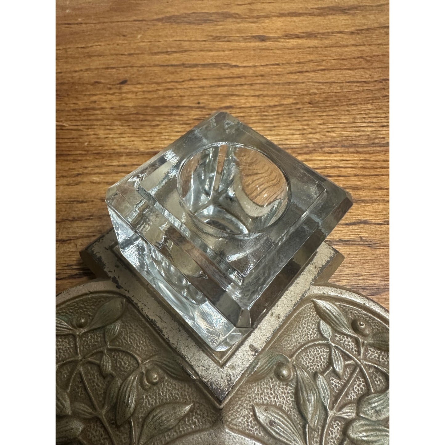 Antique Victorian Art Nouveau Cast Iron Inkwell Tray Woman