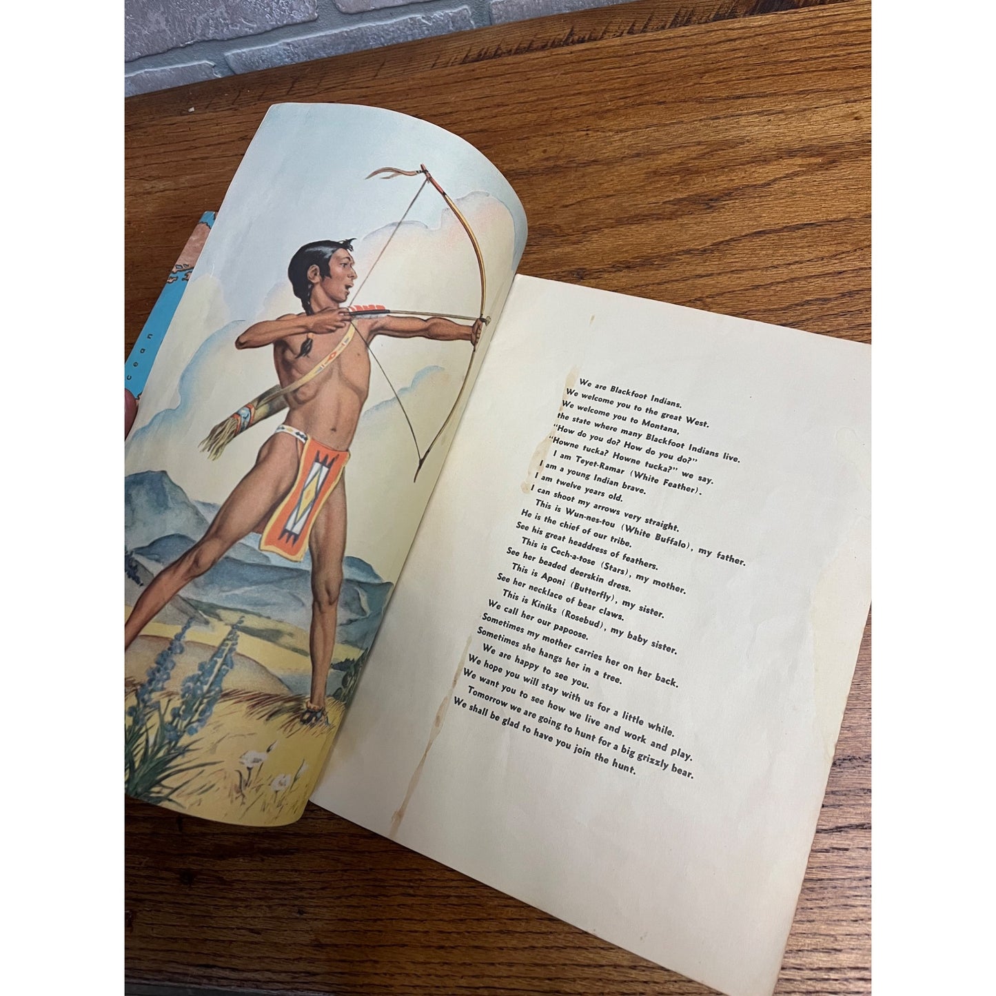 Vintage 1938 Indians: The Story of a Blackfoot Indian Boy Childrens Book