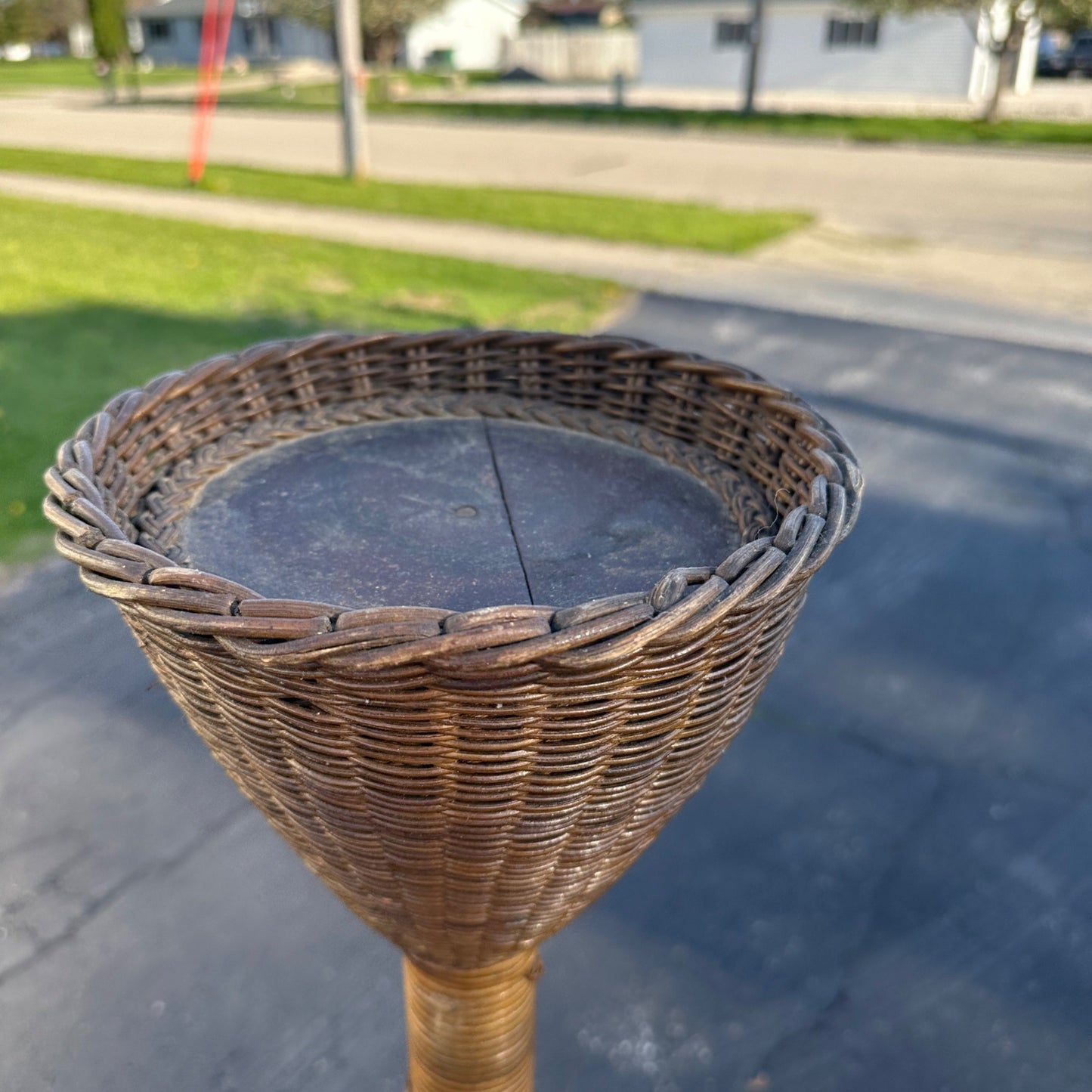 Vintage 1930s Wicker Plant Stand or Display Stand 57.5" Tall