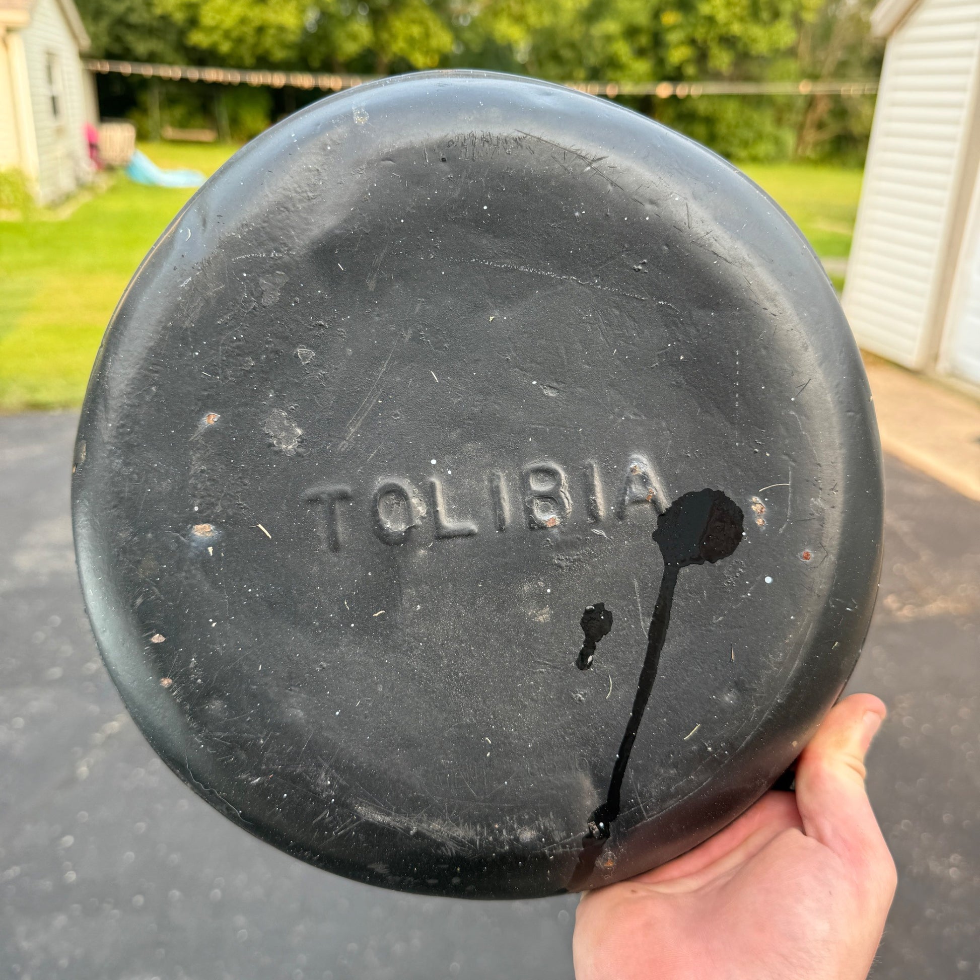 Vitnage Milk Can Flat Lid Cover Black Tolibia Cheese Fond du Lac Wis