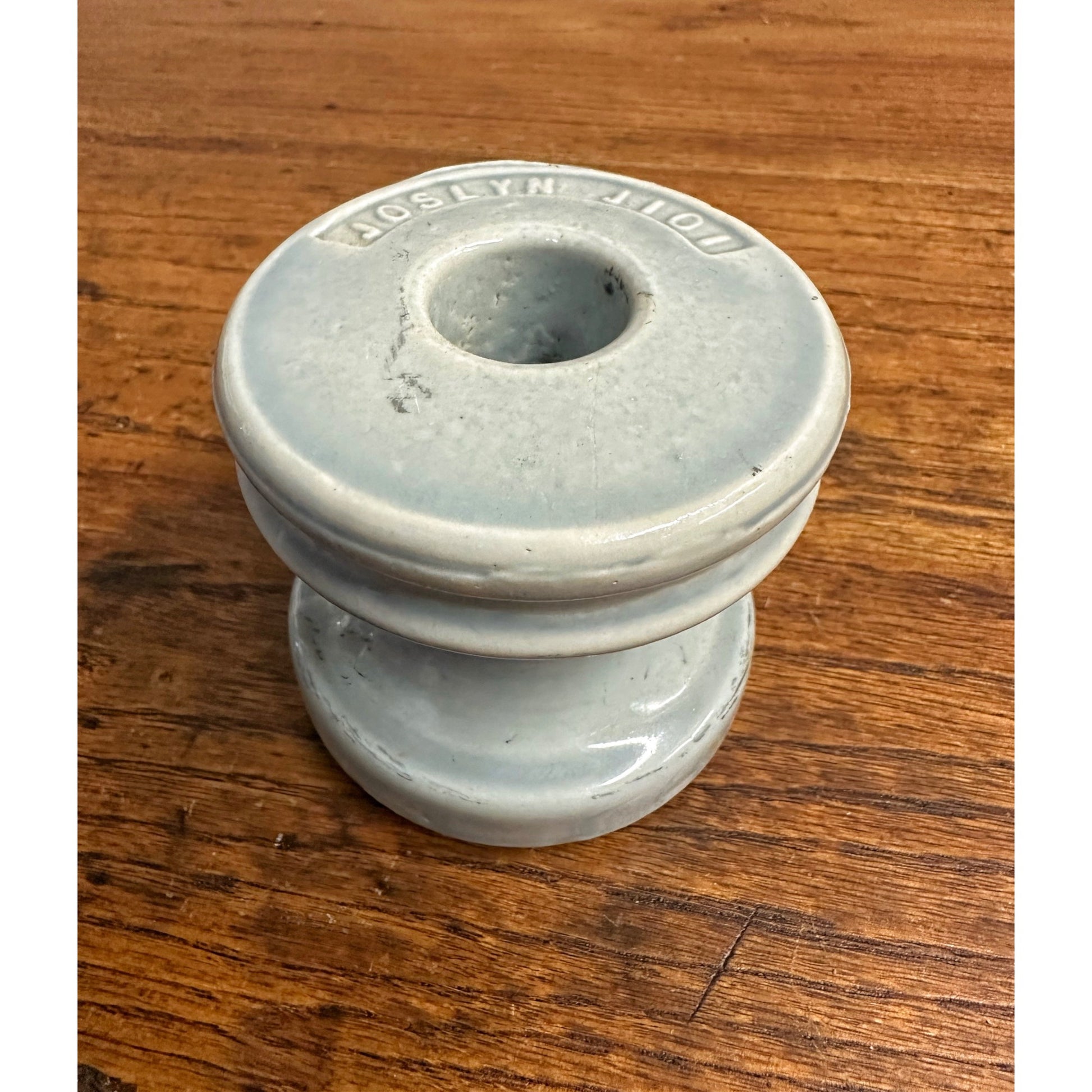 Vintage Joslyn J101 Light Gray Ceramic Spool Telephone Insulator