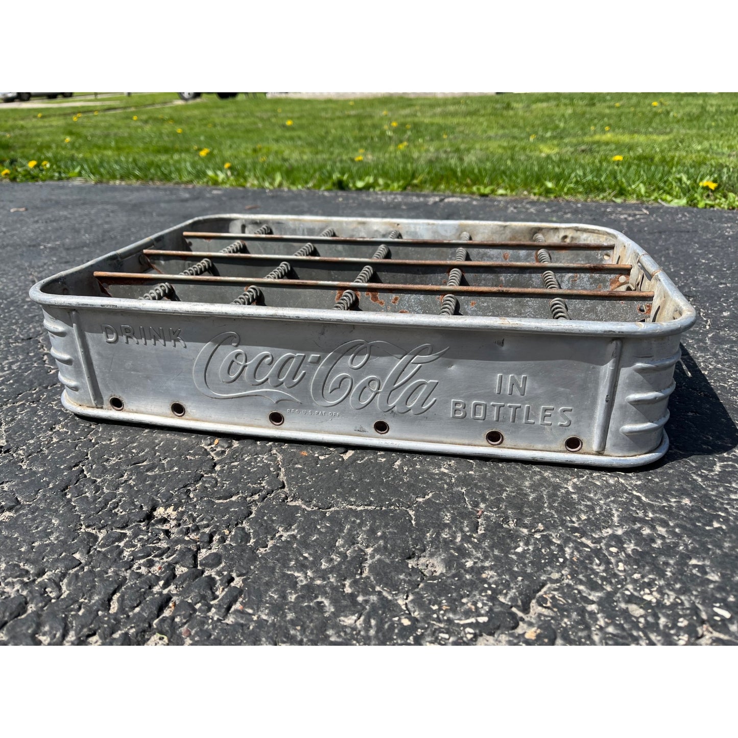 Vintage 1950s Heavy Aluminum Coca Cola 24 Bottle Stadium Carrier/Caddy