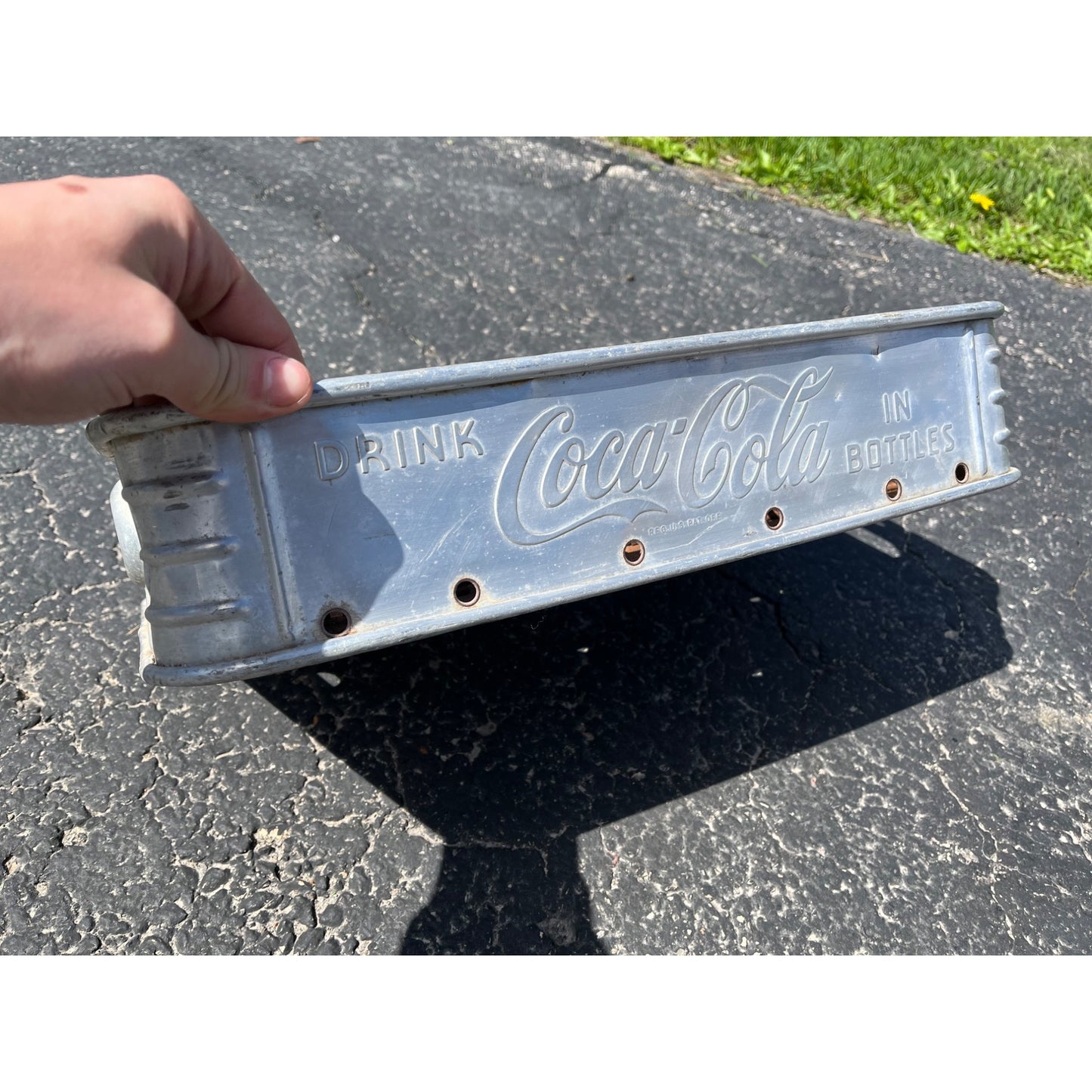 Vintage 1950s Heavy Aluminum Coca Cola 24 Bottle Stadium Carrier/Caddy