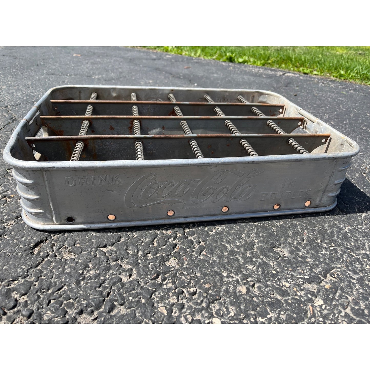 Vintage 1950s Heavy Aluminum Coca Cola 24 Bottle Stadium Carrier/Caddy