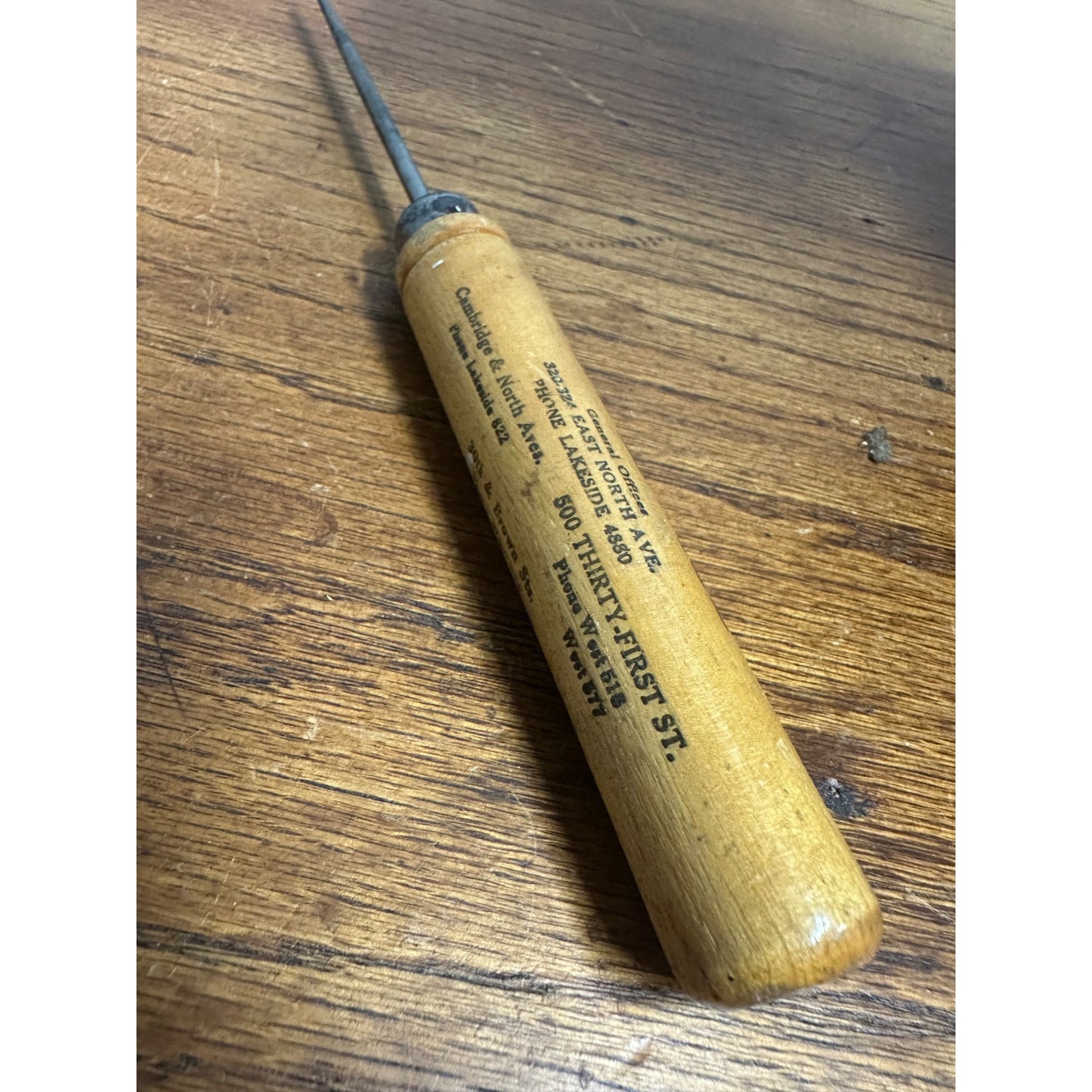 Vintage AllPure Wisconsin Ice And Coal Ice Pick 9 1/2" Advertising Utensil Kitchen