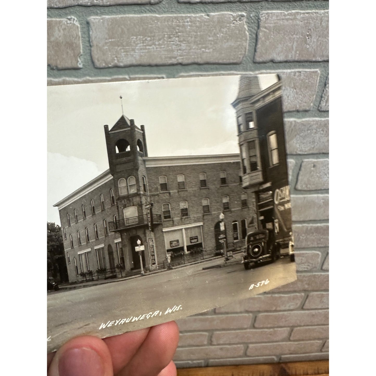 Weyauwega Wisconsin Hotel Dobbins RPPC Real Photo Vintage Postcard Wis WI