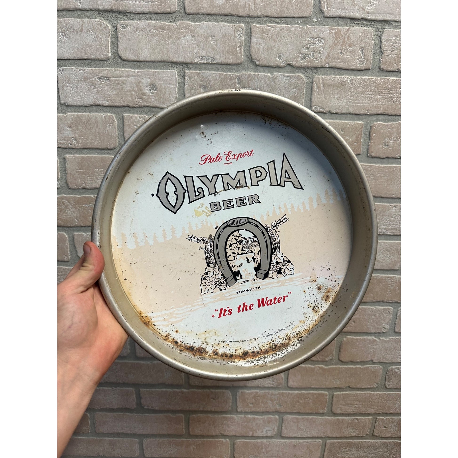 Vintage Olympia Brewing Co. Beer Metal Bar Advertising 13" Tray Sign
