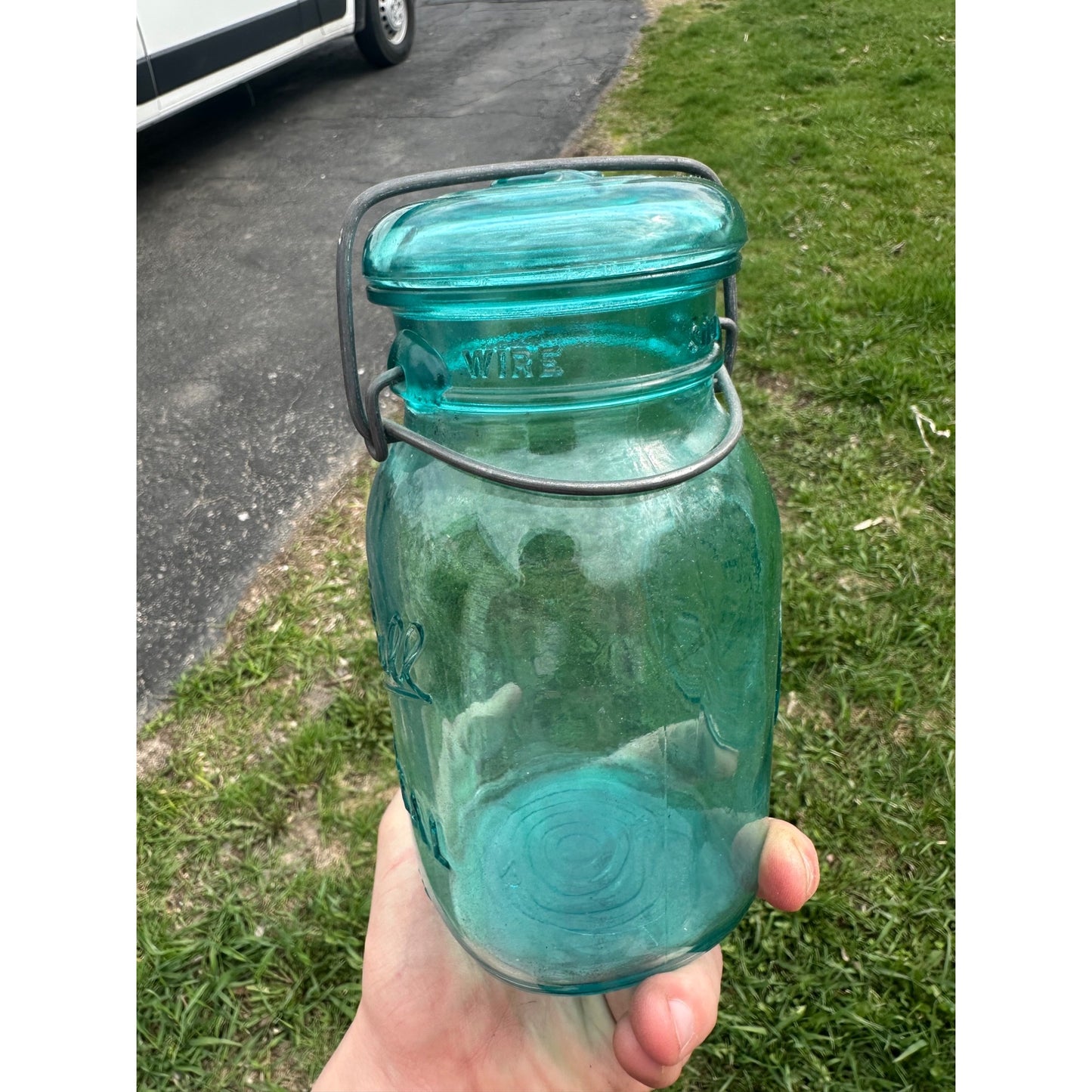Vintage Ball Ideal Blue Aqua Mason Quart-Jar Bicentennial Celebration 1776-1976