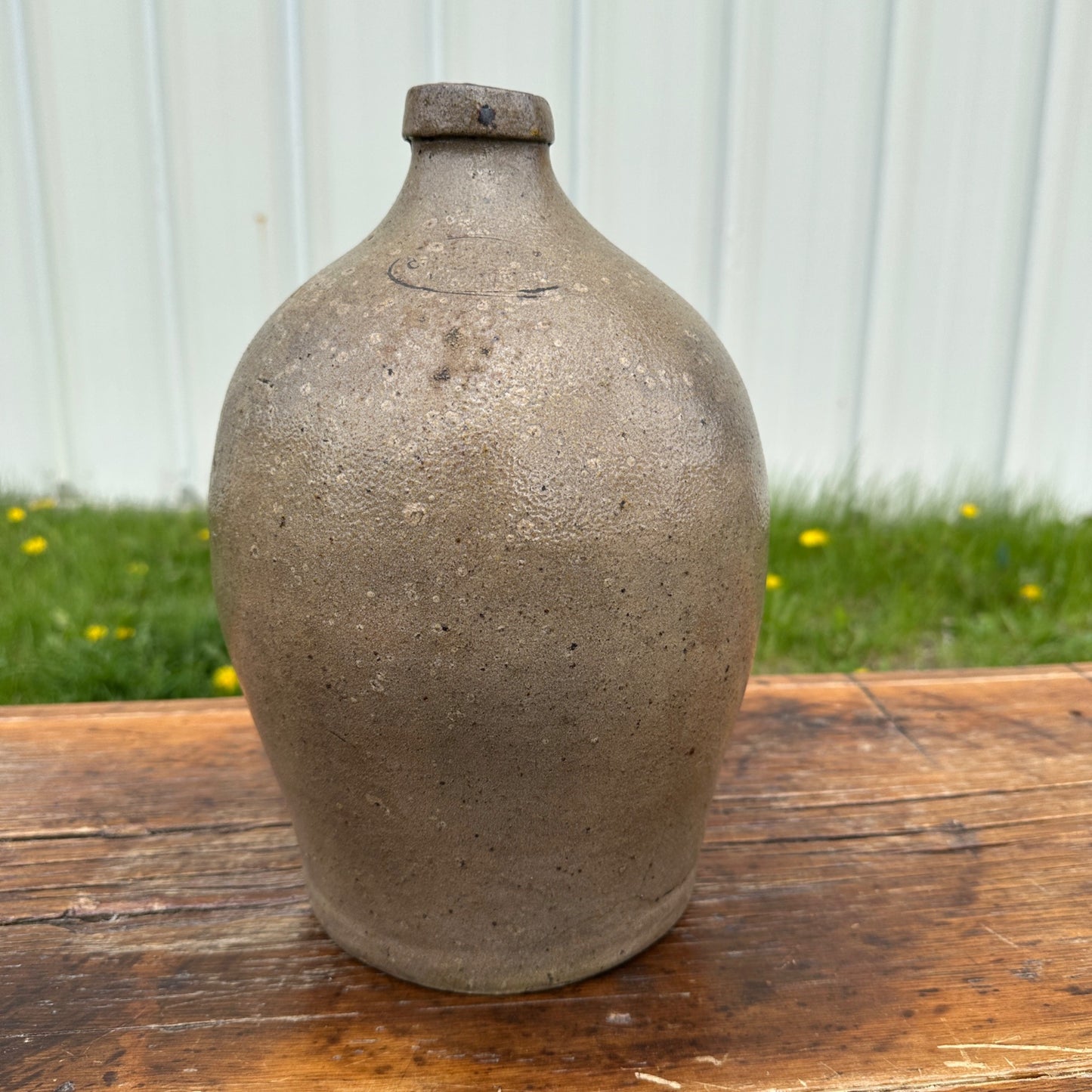 Antique 2 Gallon C. Hermann Milwaukee Stoneware Jug Ovoid Salt Glaze Early Pottery