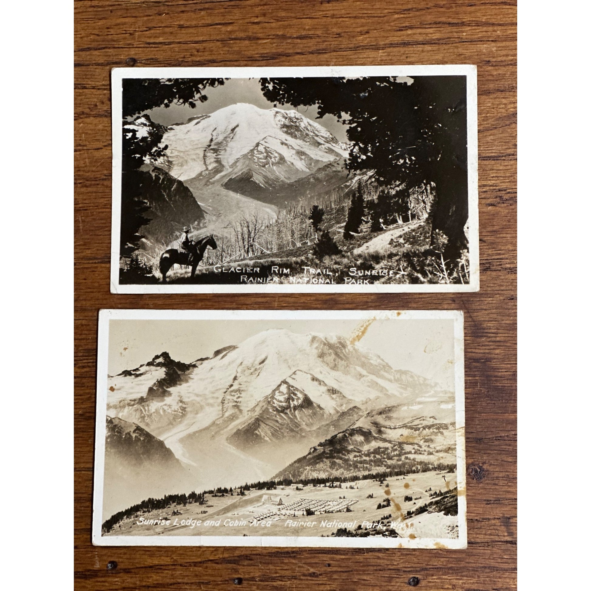 Vintage Lot (2) Ranier National Park Postcards Sunrise Lodge Cabin + Glacier Rim Trail