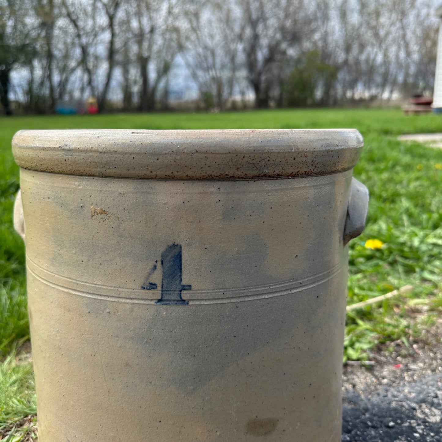Antique 4 Gallon L.M. Pierron Milwaukee Wisconsin Stoneware Crock Salt Glaze