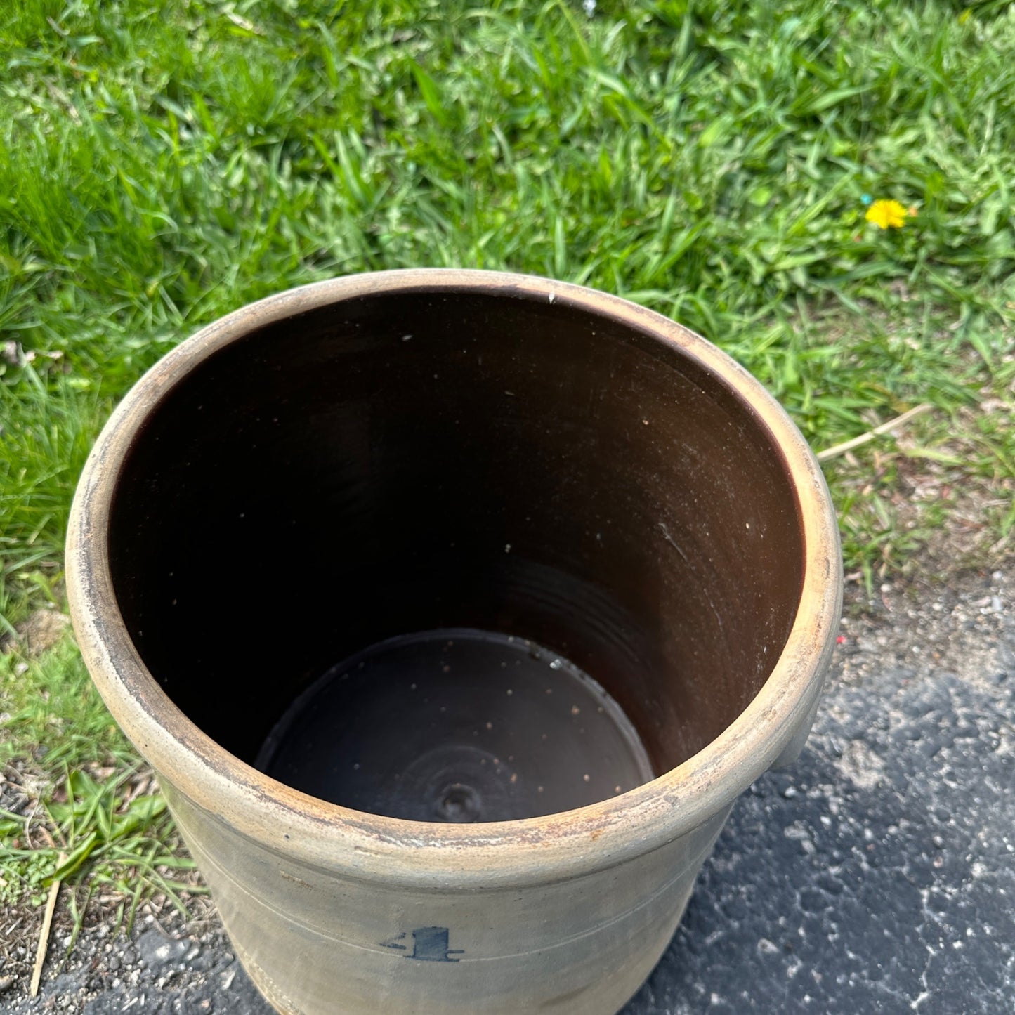 Antique 4 Gallon L.M. Pierron Milwaukee Wisconsin Stoneware Crock Salt Glaze