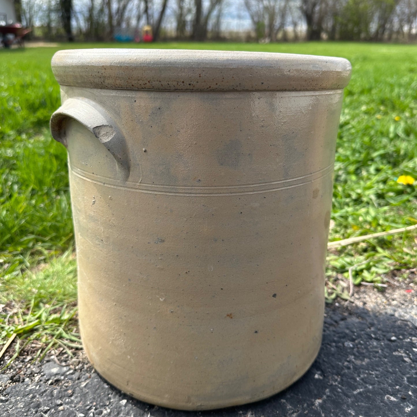 Antique 4 Gallon L.M. Pierron Milwaukee Wisconsin Stoneware Crock Salt Glaze