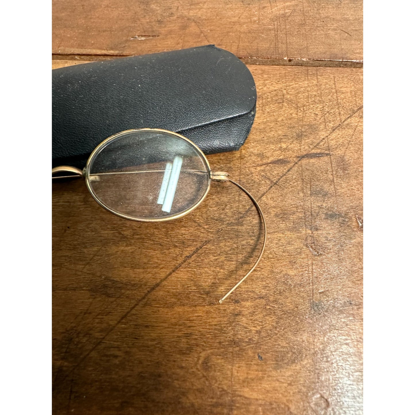Antique Vintage GOLD Wire Rim Oval Eyeglasses Spectacles "Poco" + Case