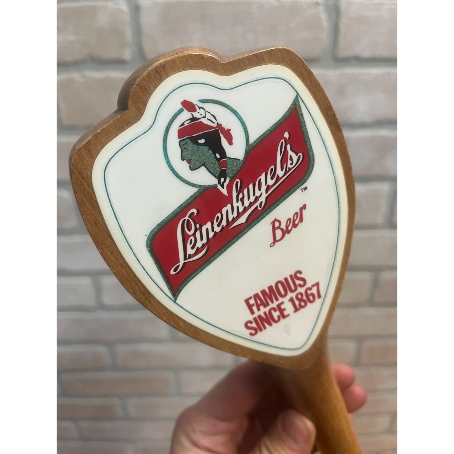 Vintage Leinenkugels Beer 11" Wooden Wood Tap Handle Bar Pub