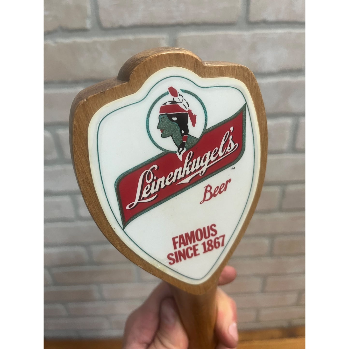 Vintage Leinenkugels Beer 11" Wooden Wood Tap Handle Bar Pub