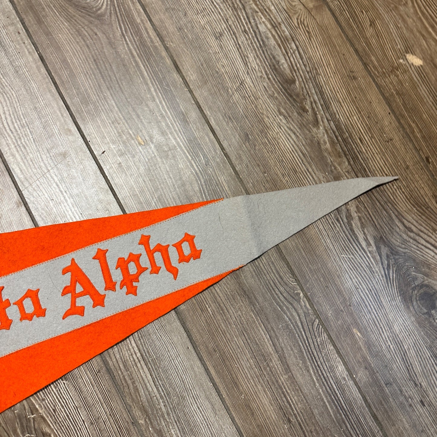 Vintage 1920s Phi Beta Alpha University of Wisconsin Orange Felt 39" Pennant Sewn