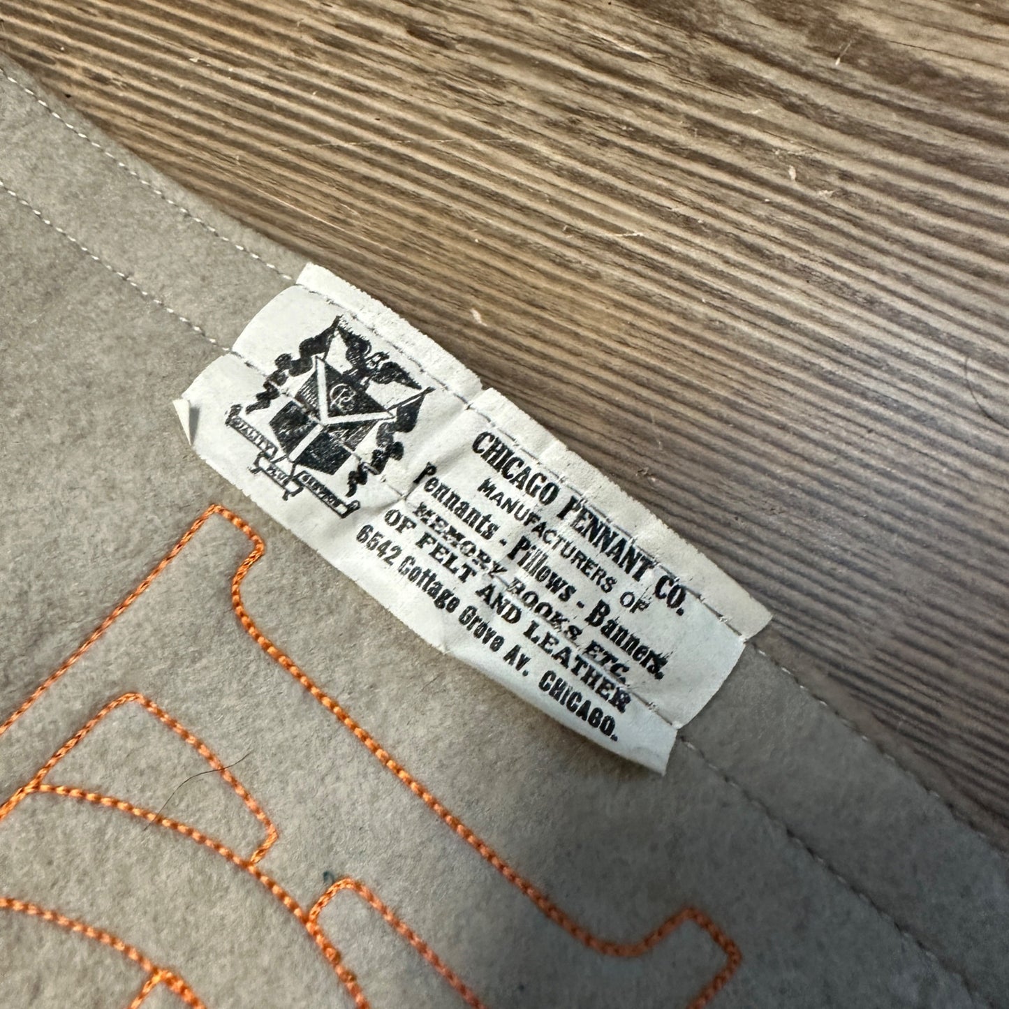 Vintage 1920s Phi Beta Alpha University of Wisconsin Orange Felt 39" Pennant Sewn
