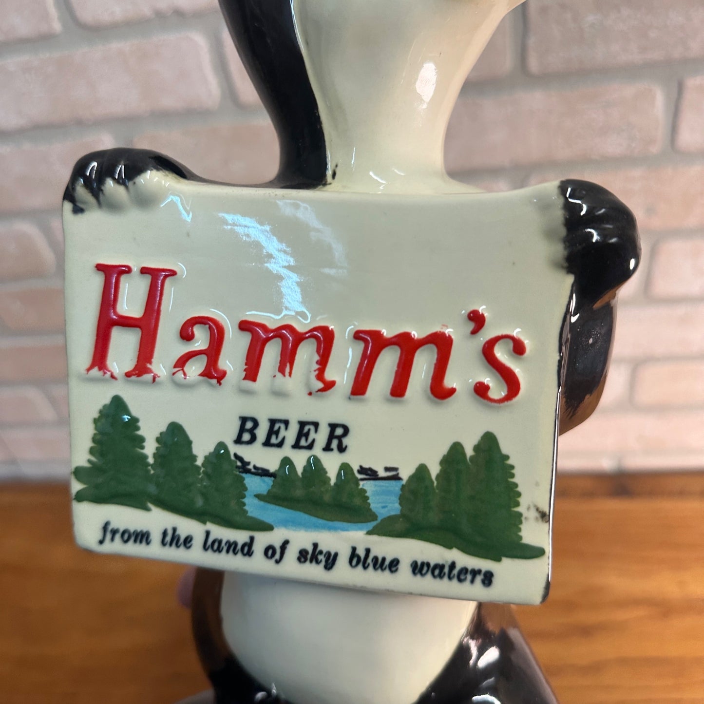 Rare Vintage 1950s Red Wing Pottery Hamm's Beer Bear Figural Ceramic Coin Bank 11.5"