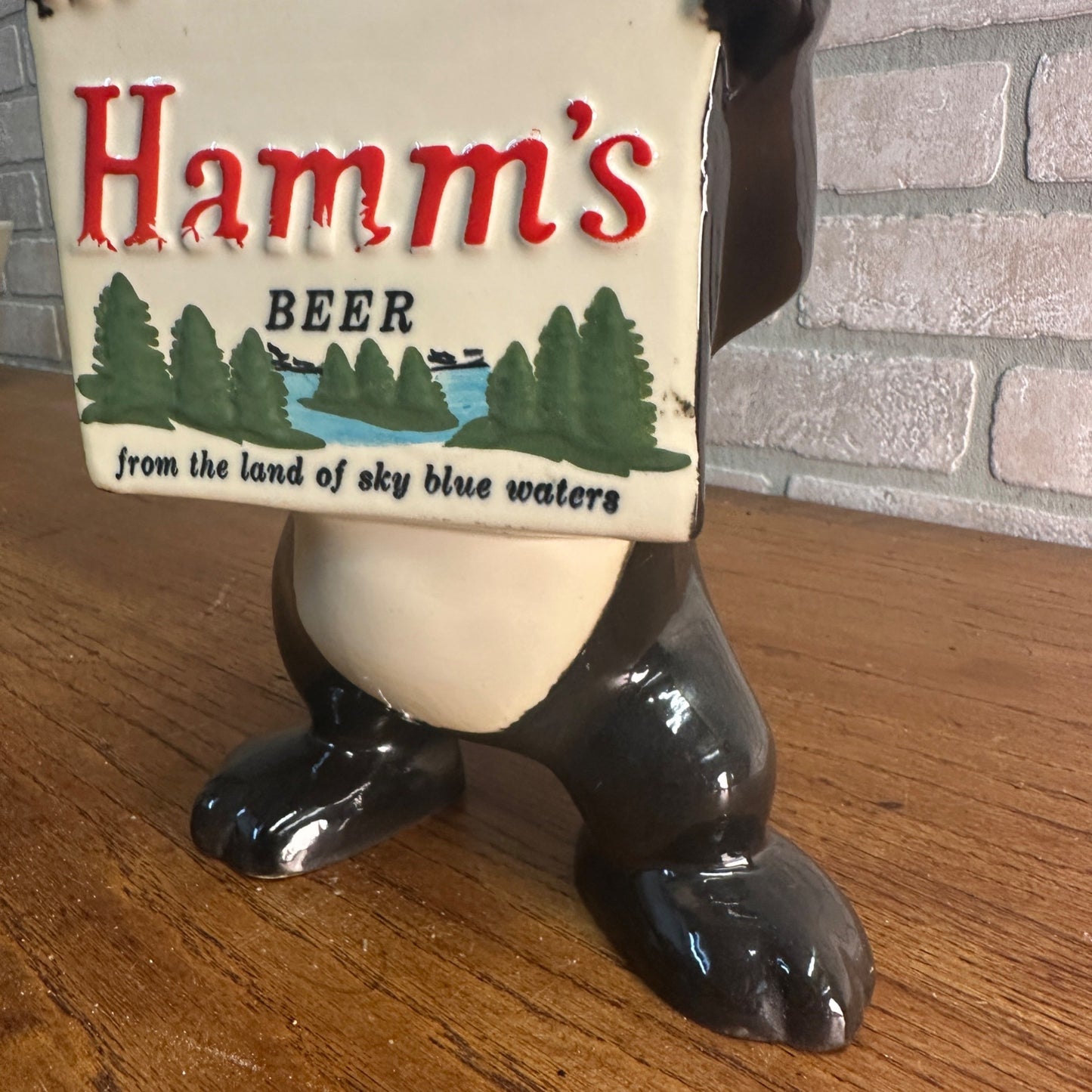 Rare Vintage 1950s Red Wing Pottery Hamm's Beer Bear Figural Ceramic Coin Bank 11.5"