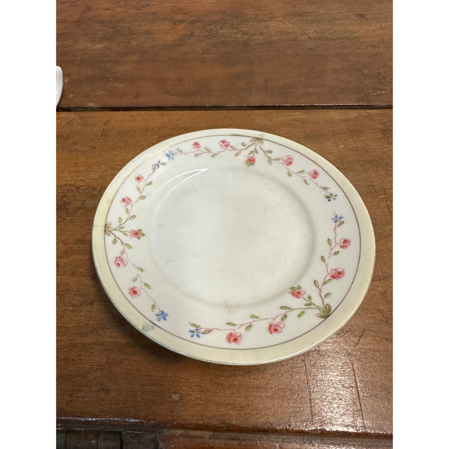 Vintage Nippon Hand Painted Condiment Mayo Bowl w/ Ladle + Plate Platter Pink Rose