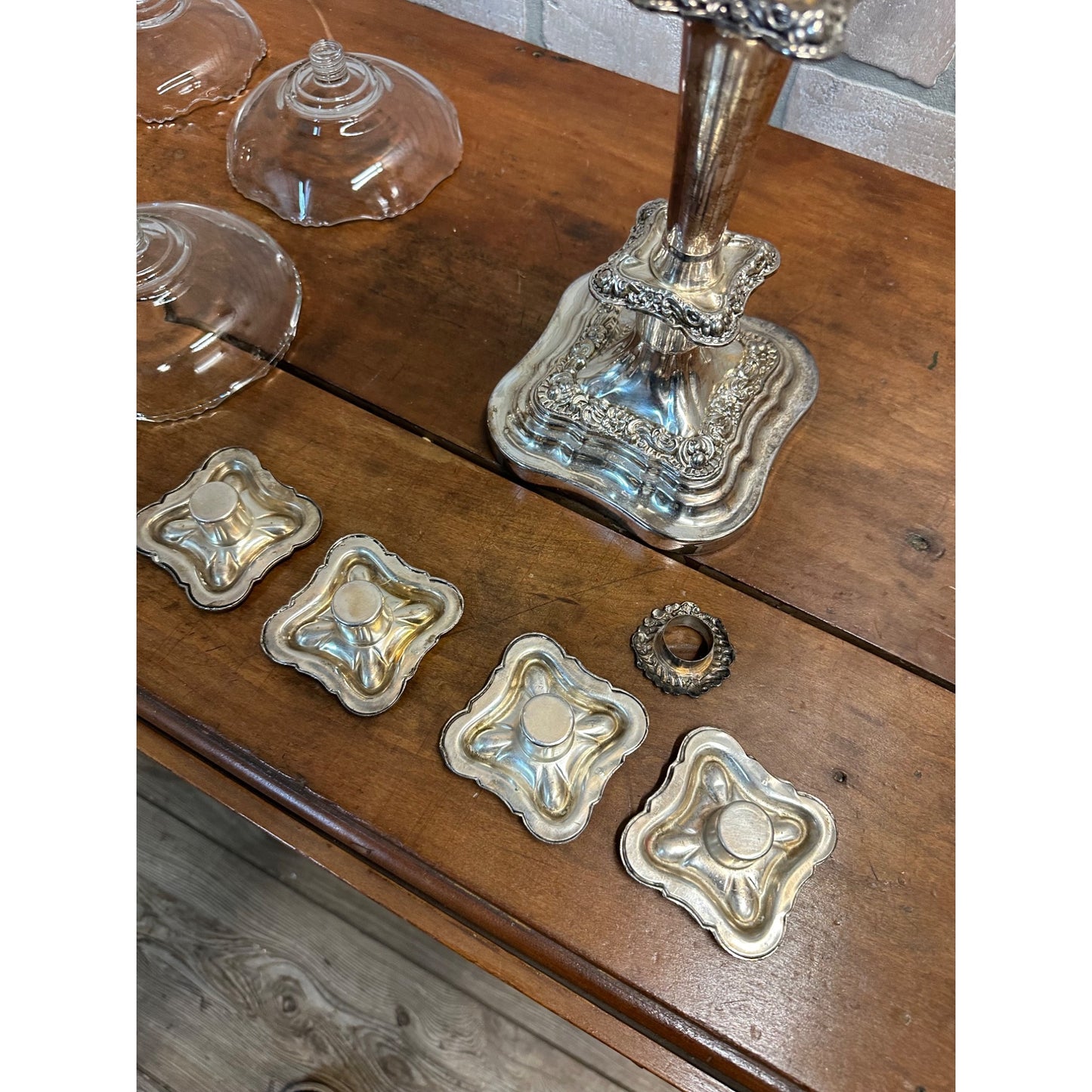 VINTAGE GSC 5 ARM GOLDFEDER SILVER PLATED CANDELABRA CANDLE HOLDER CANDLESTICKS