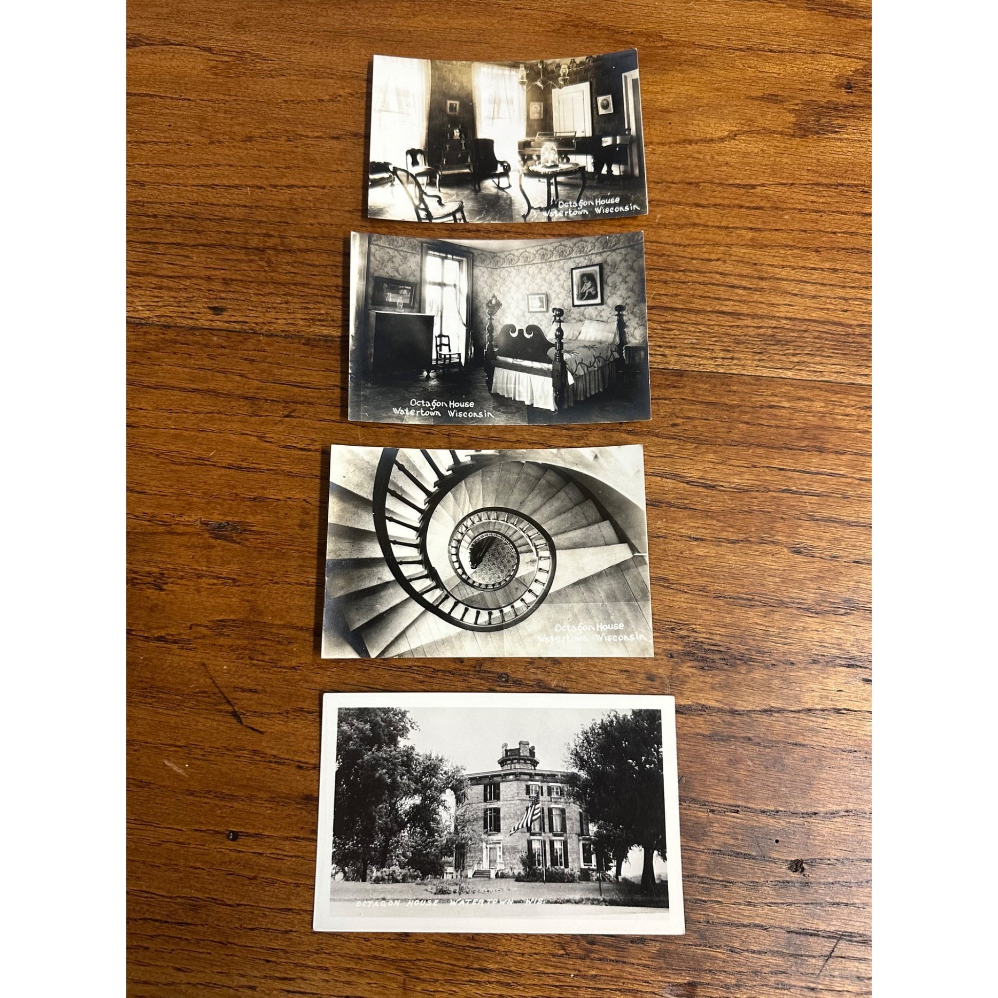 Vintage 1900s Octagon House (4) Postcards Watertown Wis RPPC Wisconsin Interior