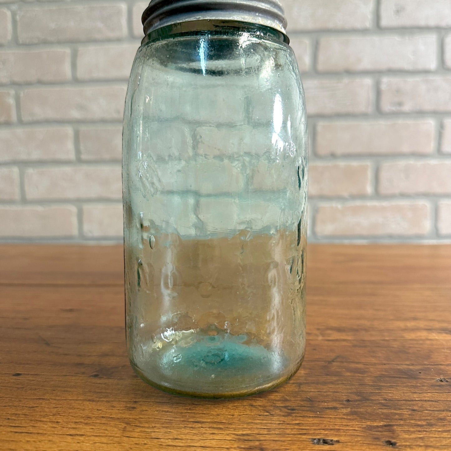 Masons Pat Nov 30th 1858 Large Bold Embossed Blue Mason Jar Green w/ Lid
