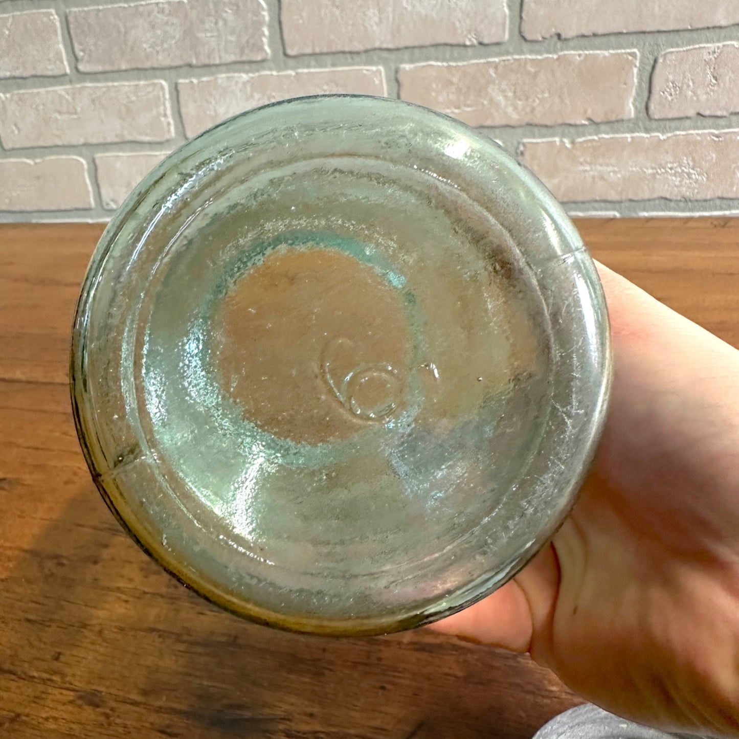 Masons Pat Nov 30th 1858 Large Bold Embossed Blue Mason Jar Green w/ Lid