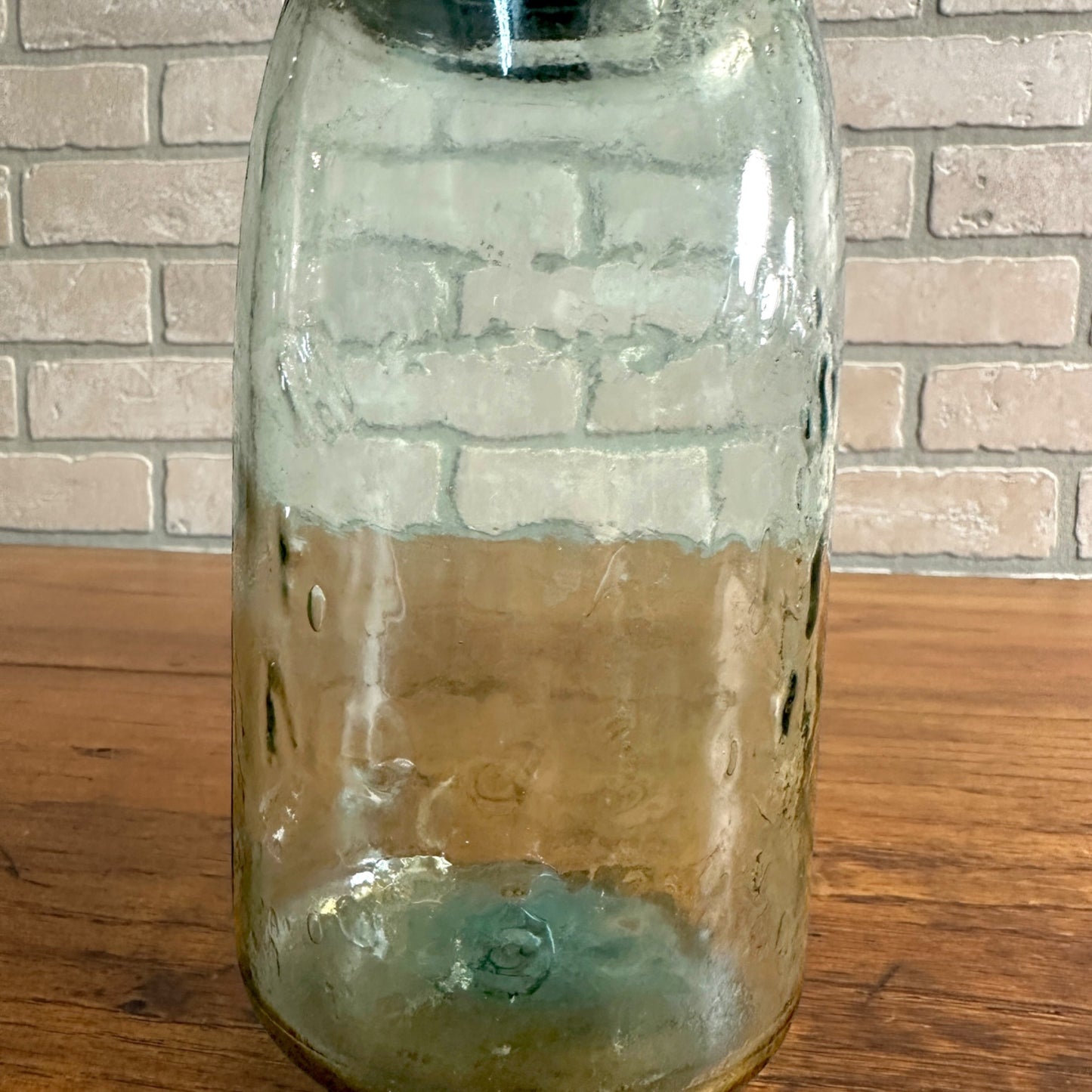 Masons Pat Nov 30th 1858 Large Bold Embossed Blue Mason Jar Green w/ Lid