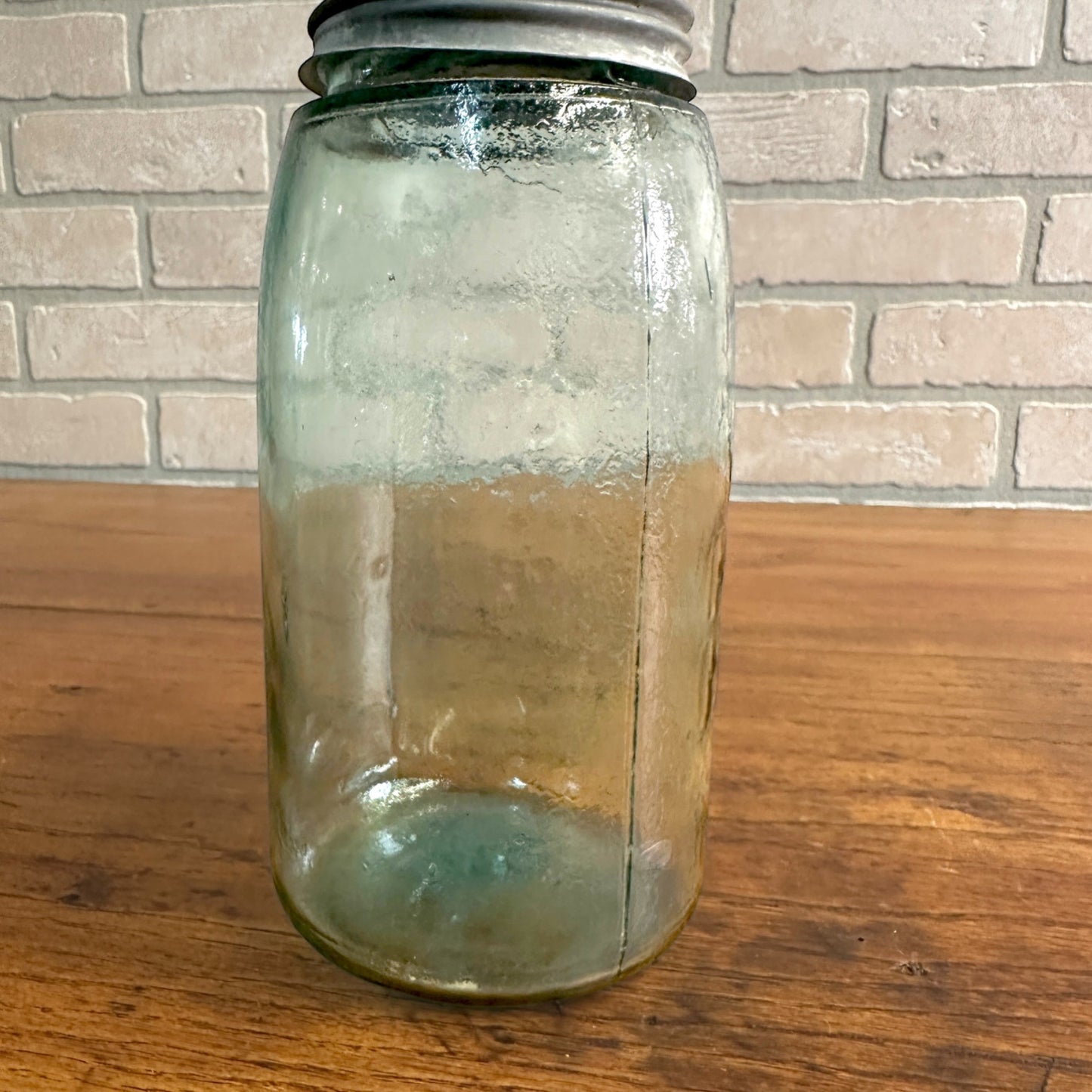 Masons Pat Nov 30th 1858 Large Bold Embossed Blue Mason Jar Green w/ Lid