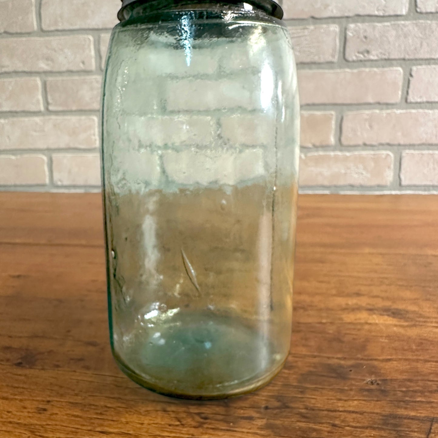 Masons Pat Nov 30th 1858 Large Bold Embossed Blue Mason Jar Green w/ Lid