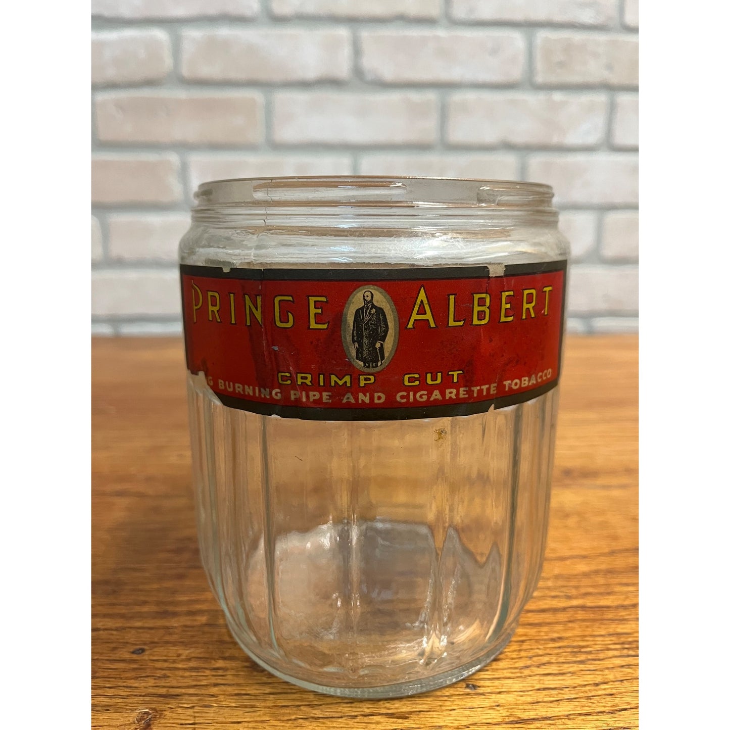 Antique Prince Albert Tobacco Glass Humidor Jar General Store Advertising