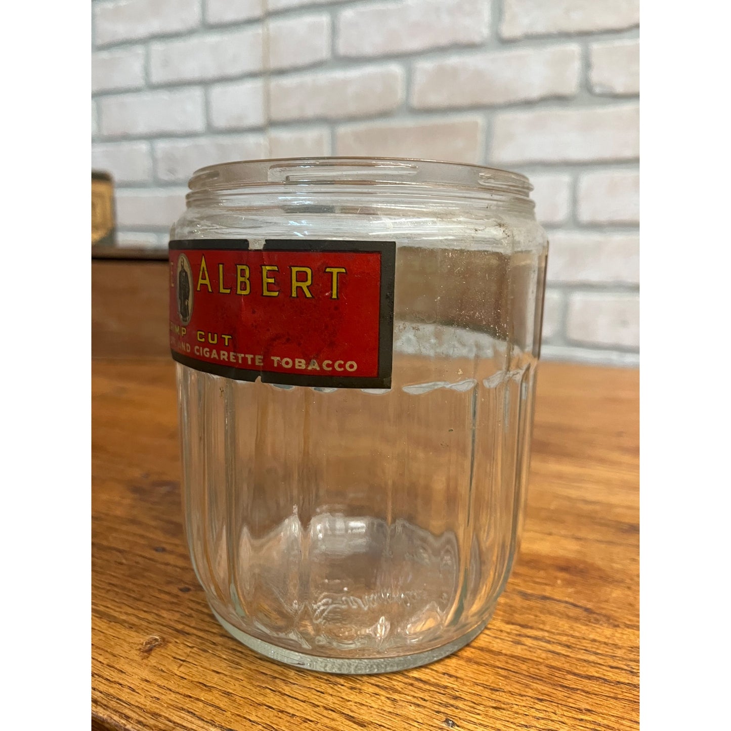 Antique Prince Albert Tobacco Glass Humidor Jar General Store Advertising