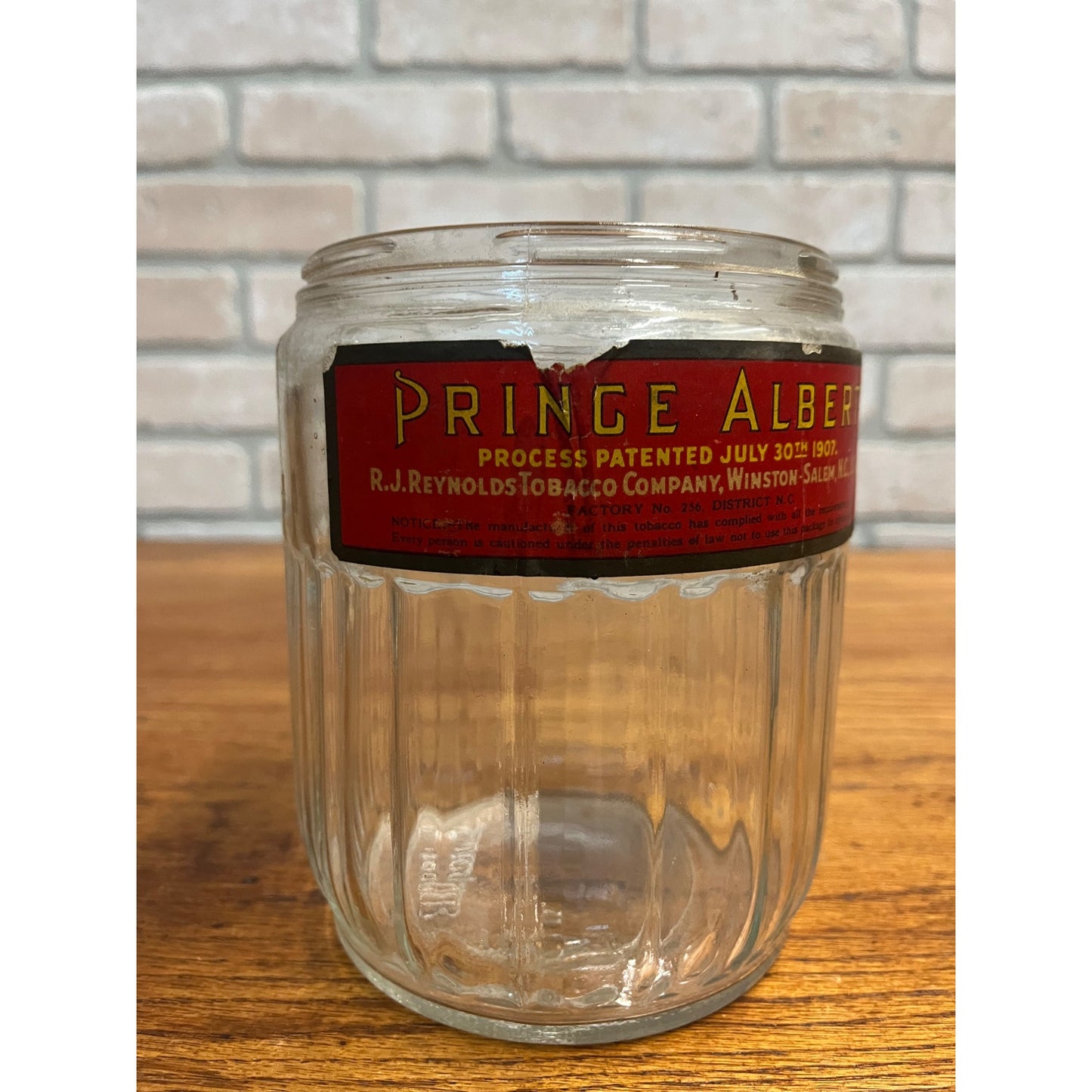 Antique Prince Albert Tobacco Glass Humidor Jar General Store Advertising
