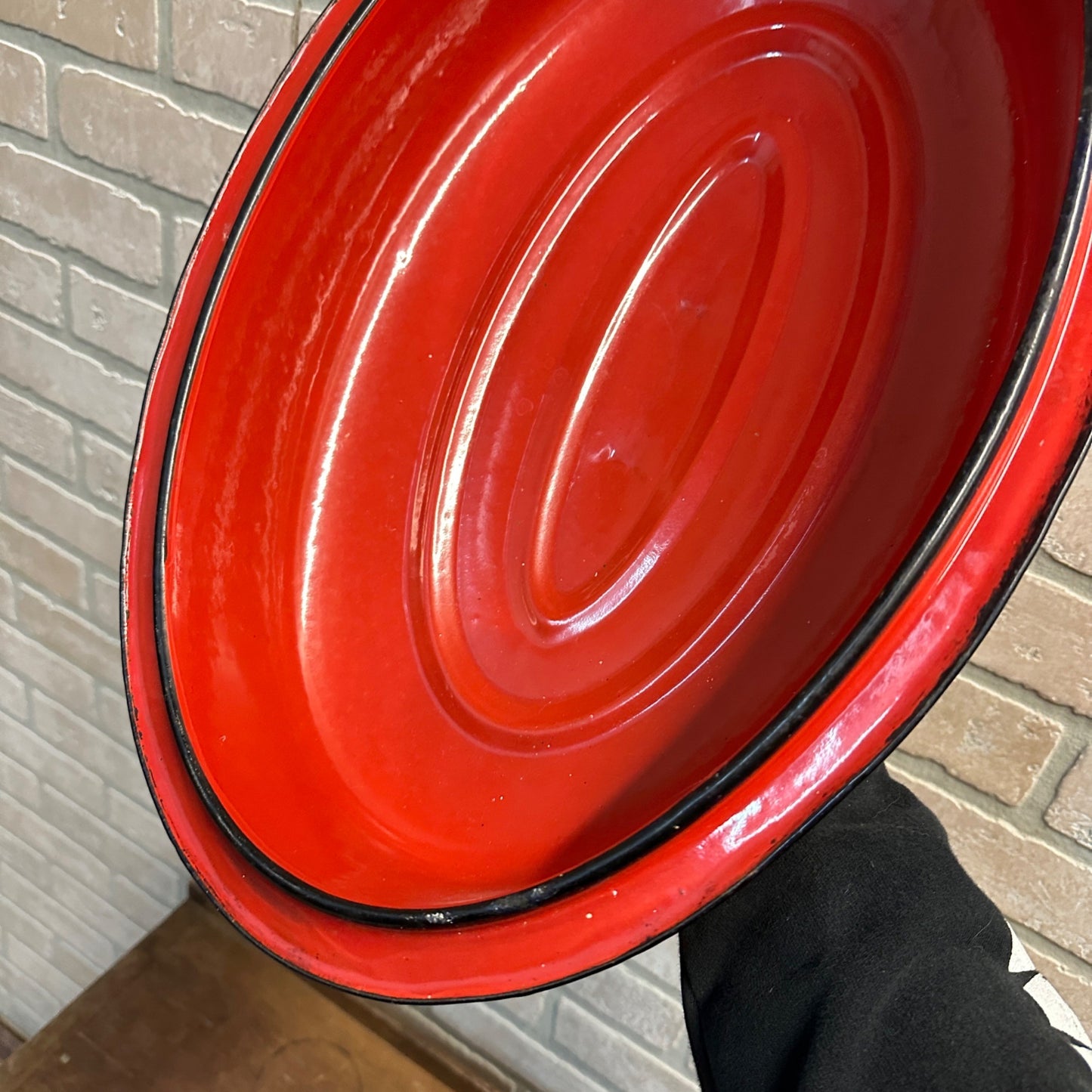 Antique Vintage Red & Black Enamelware Roaster Lid Replacement