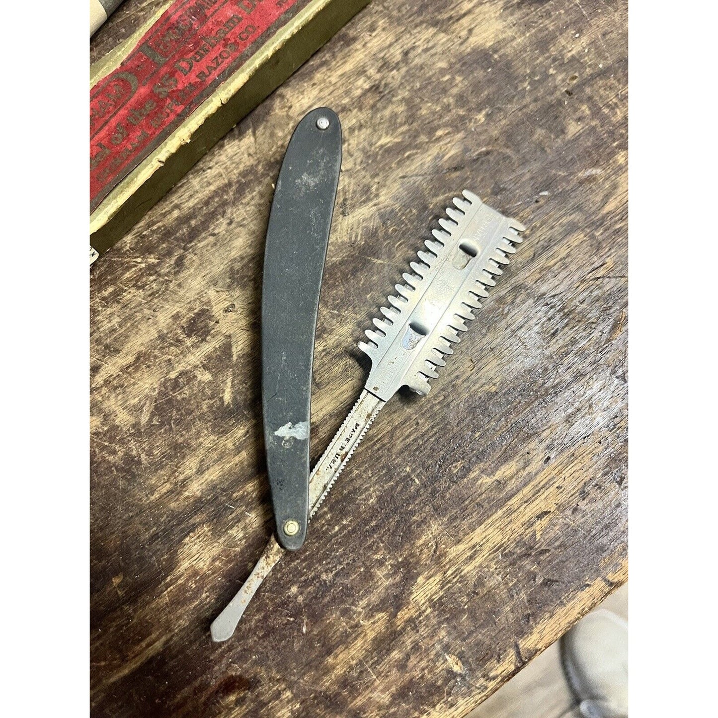 Vintage Durham Demonstrator Durham Duplex Straight Razor w/ Box - Patent 1907