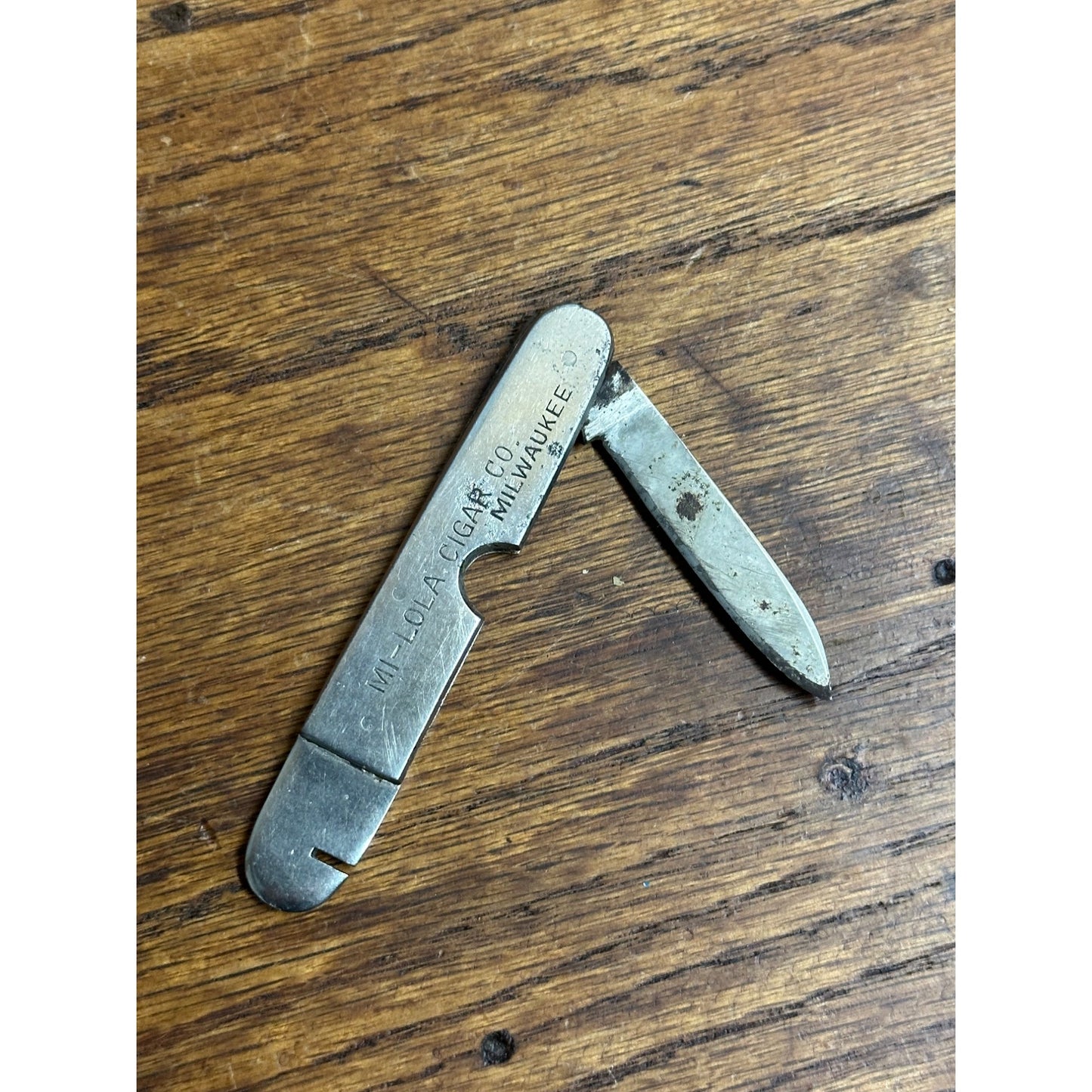 Vintage Mi Lola Cigar Co Milwaukee Pocket Cigar Cutter Pocket Knife Advertising