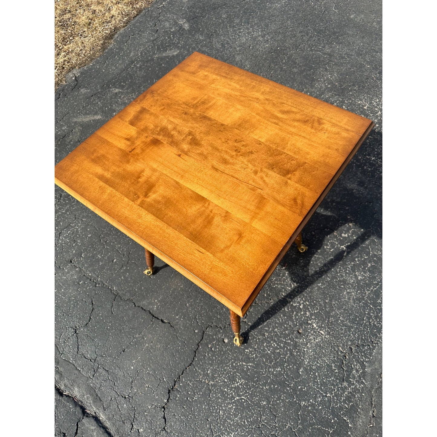 Antique Victorian Square Wood Parlor Table w/ Eagle & Glass Ball Feet